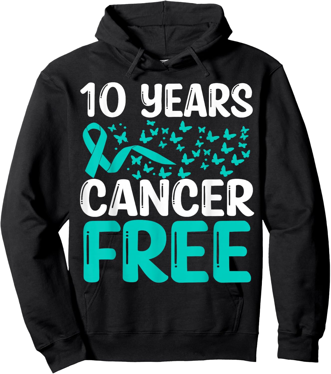 10 Years Cervical Cancer Free Cancer Survivor Awareness Hoodie - Hoodie | Black
