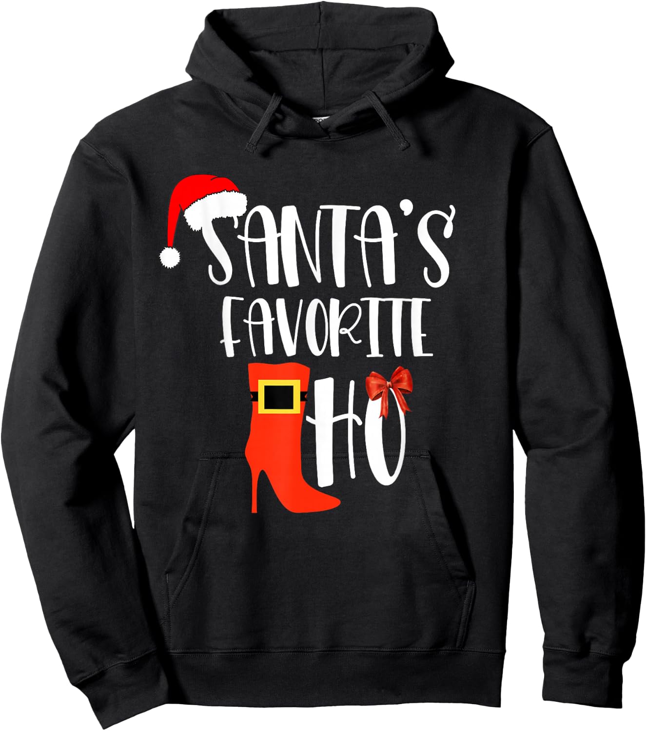 Santa's Favorite Ho T Shirt Inappropriate Christmas Women Hoodie - Hoodie | Black