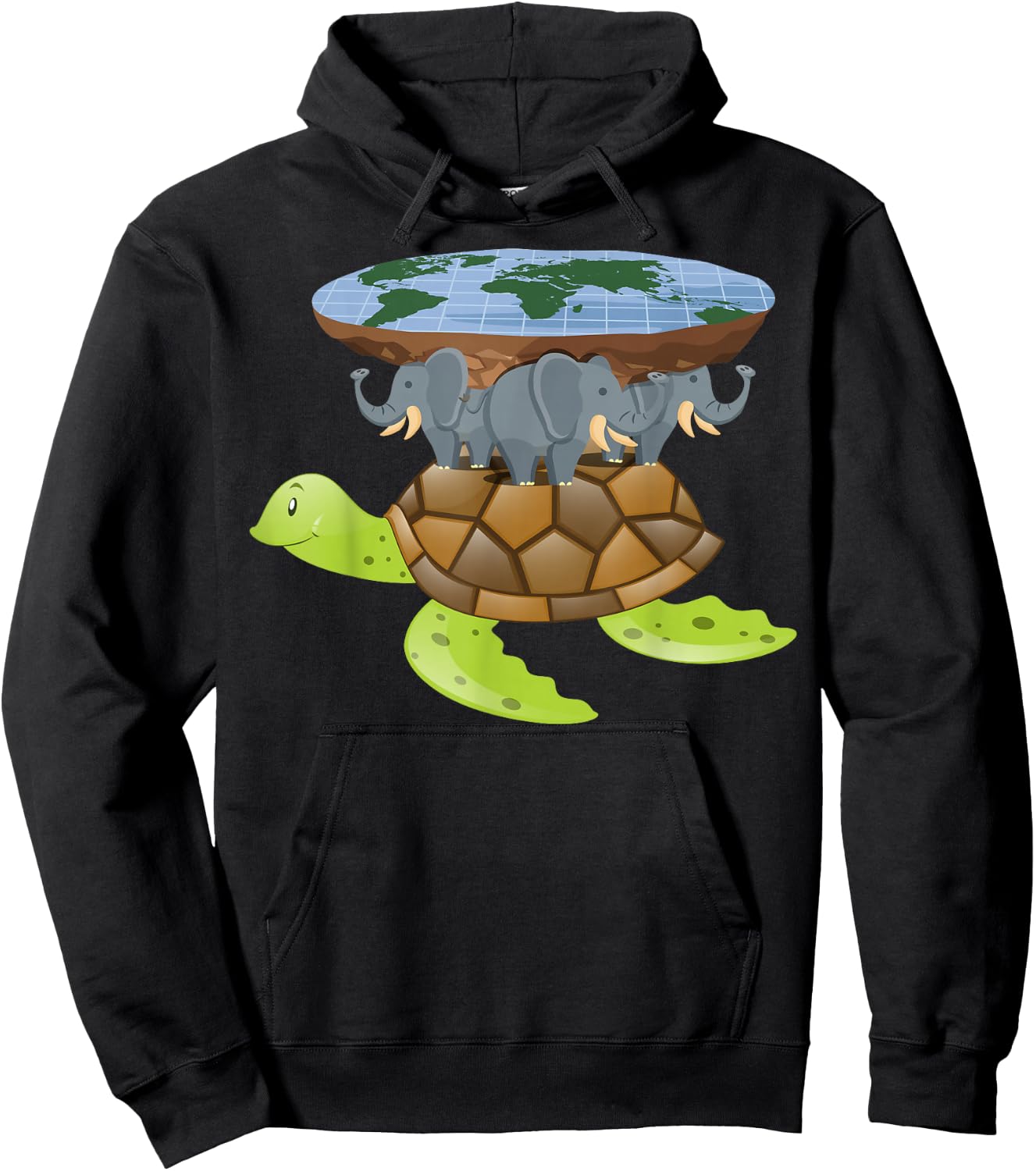 Flat Earth Turtle Disk World Gift Design Idea Hoodie - Hoodie | Black