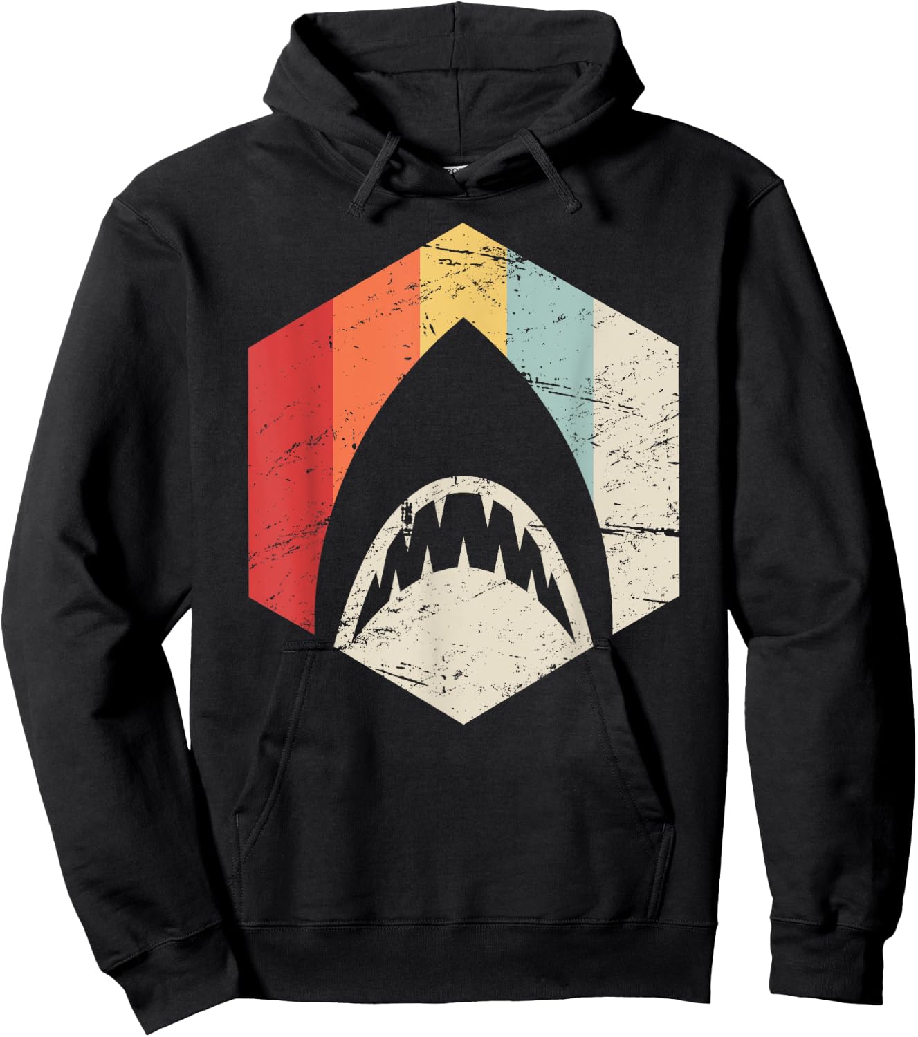 Retro Great White Shark Hoodie - Hoodie | Black