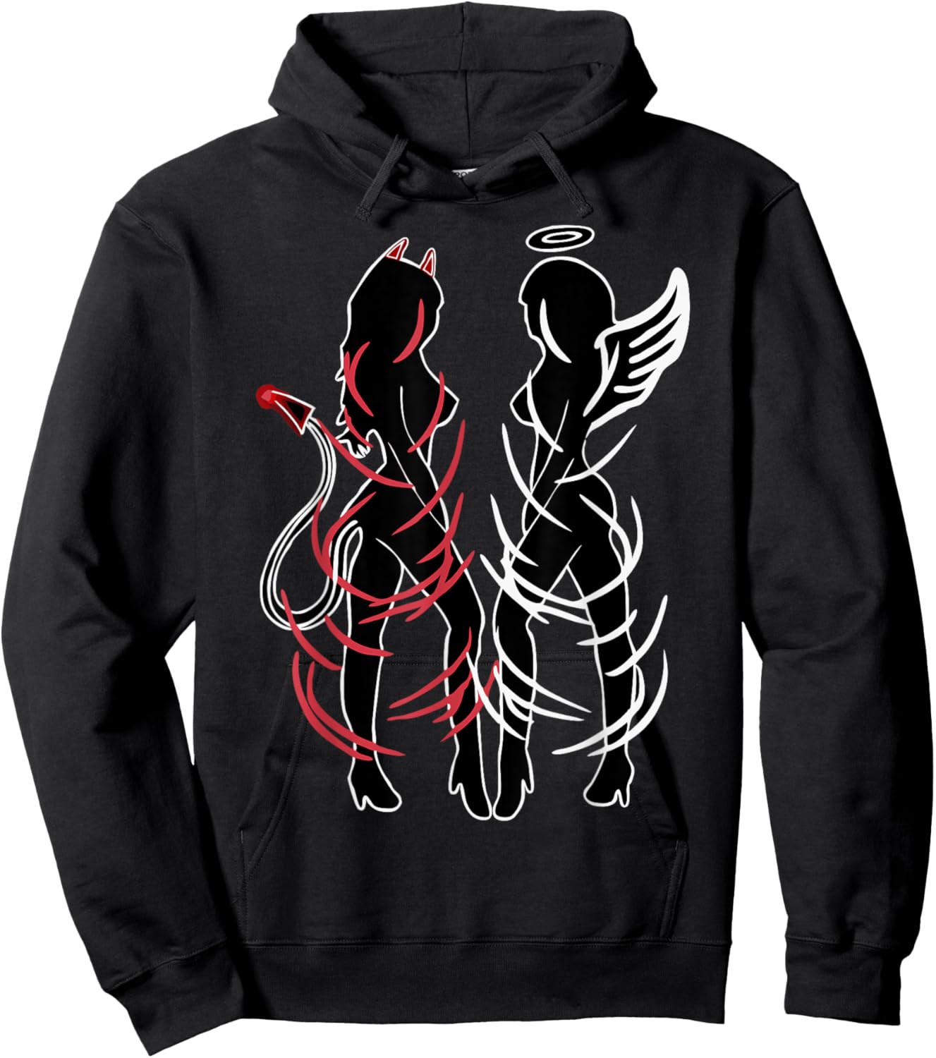 Sexy Women Illustration Duality Symbol Devil And Angel Girls Hoodie - Hoodie | Black