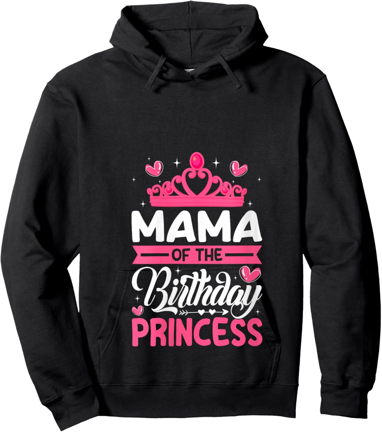 Women's Mama of The Birthday Princess Birthday Girl Party Family V-Neck Hoodie - Hoodie | Black
