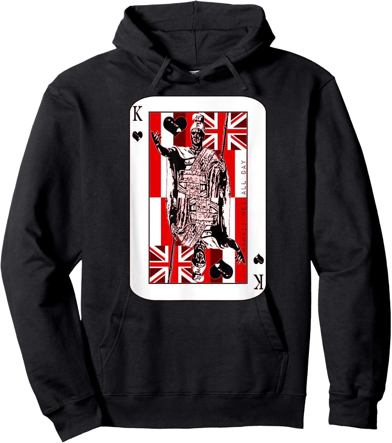 King of Hawai'i Kamehameha (red ink) by Hawaii Nei All Day Hoodie - Hoodie | Black