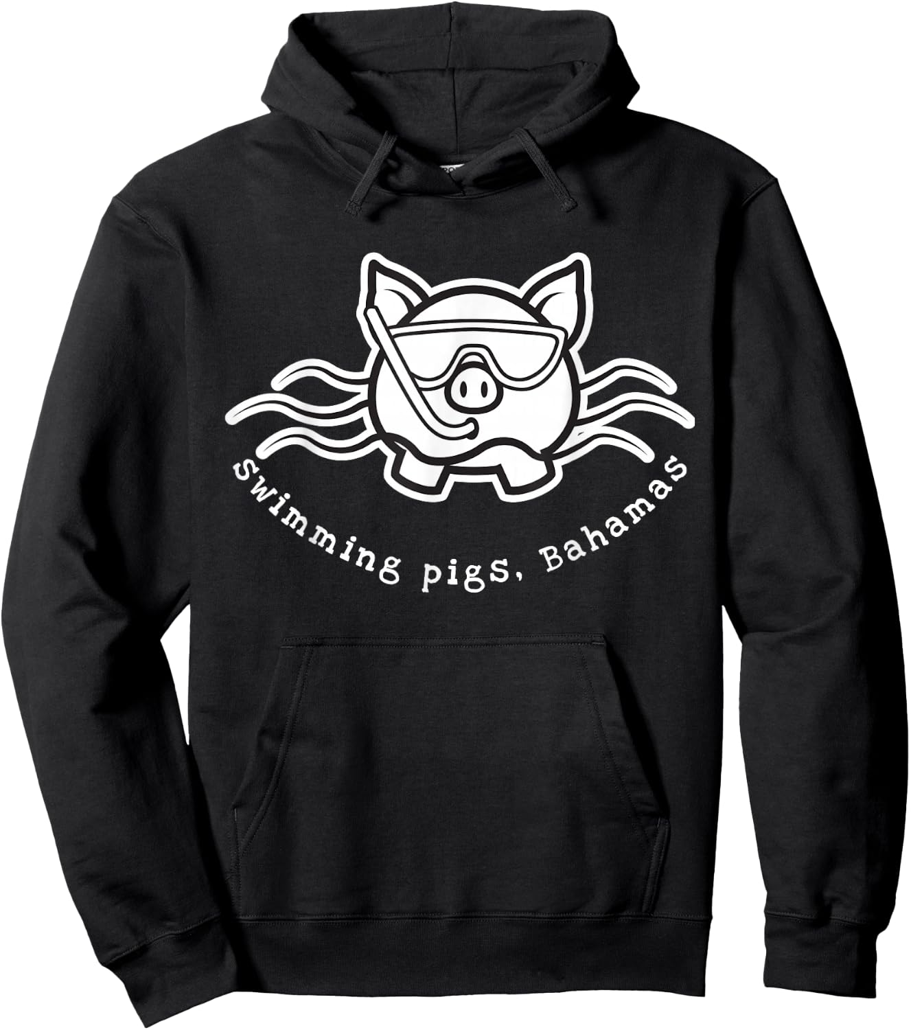 Bahamas Swimming Pig with Mask and Snorkel Hoodie - Hoodie | Black