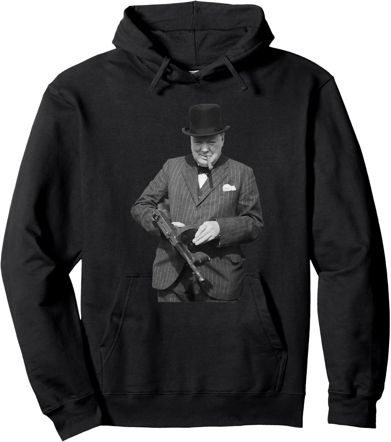 Sir Winston Churchill Tommy Gun Patriot Hoodie - Hoodie | Black