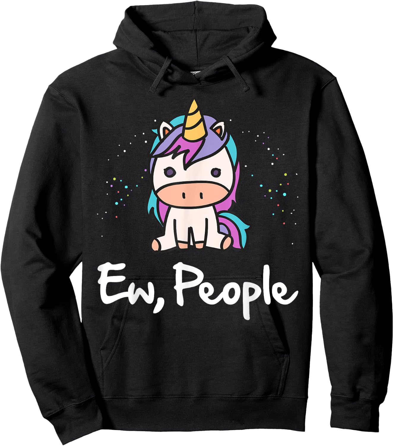 Ew People Anti-Social Cute Unicorn Hoodie - Hoodie | Black