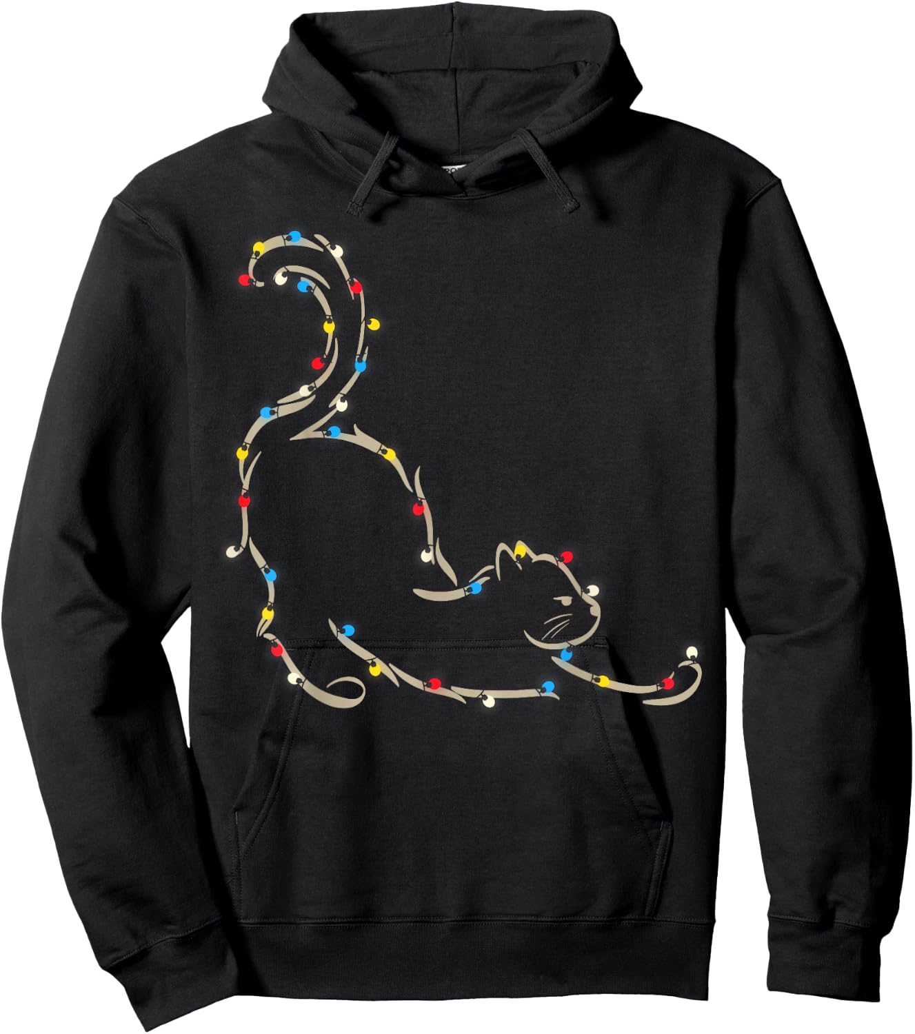 Christmas Lights Meowy Cat Pet Collection Women Kids Hoodie - Hoodie | Black