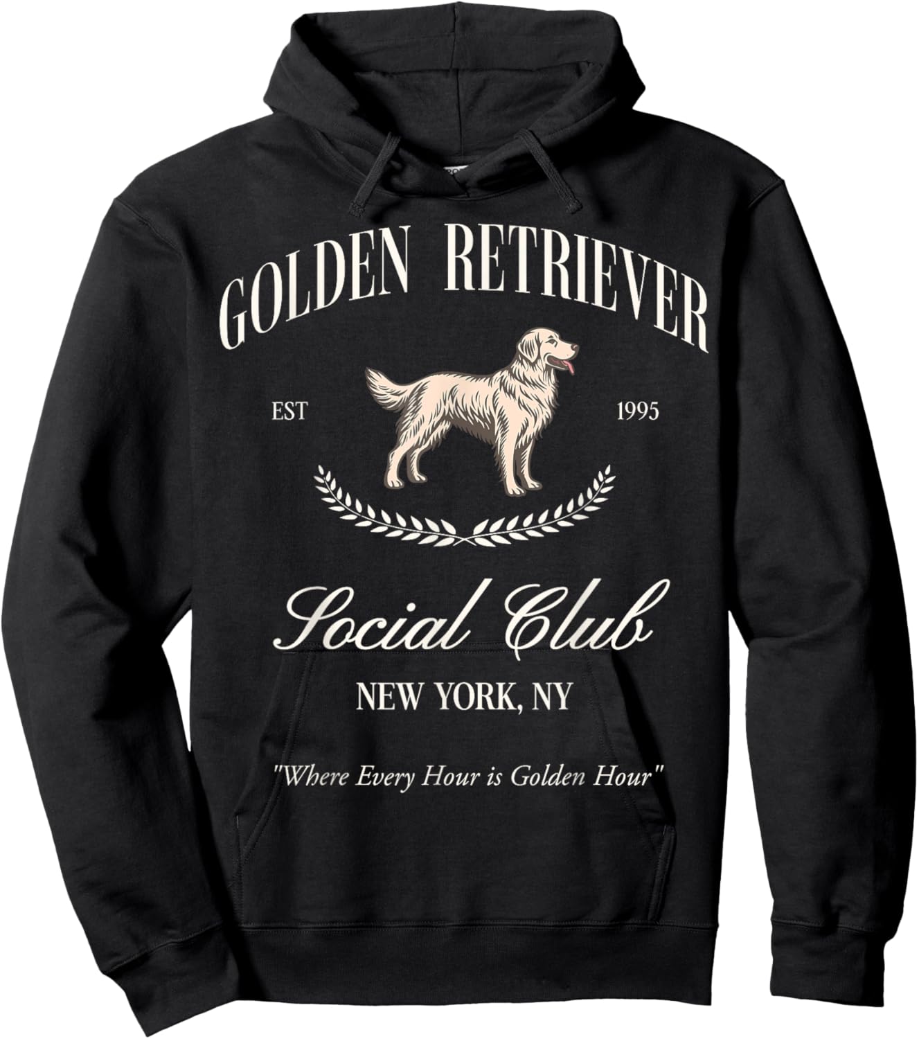 Golden Retriever Social Club Preppy Dog Mom Retro 80s 90s Hoodie - Hoodie | Black