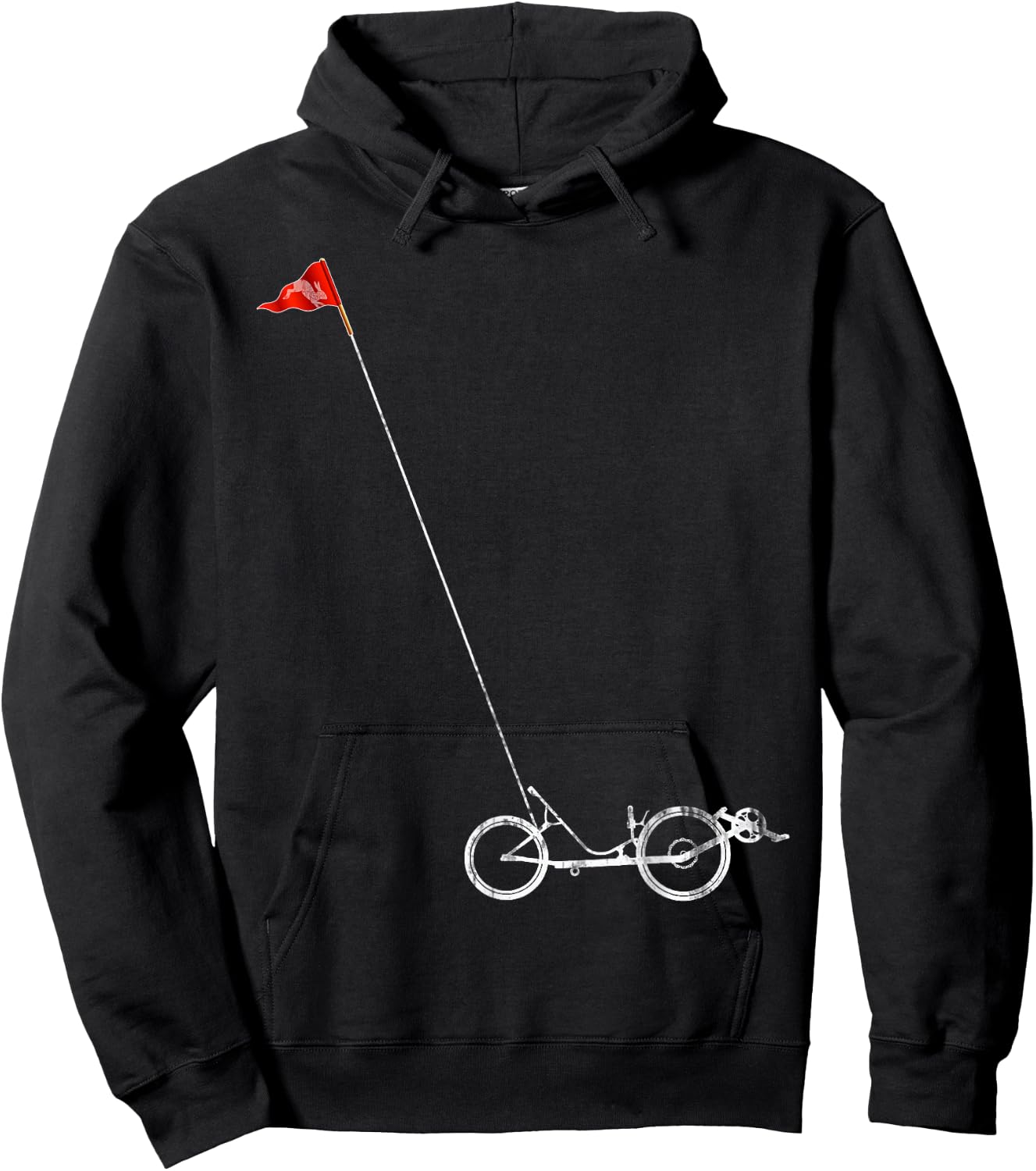 Recumbent Bicycle with Safety Flag Hoodie - Hoodie | Black