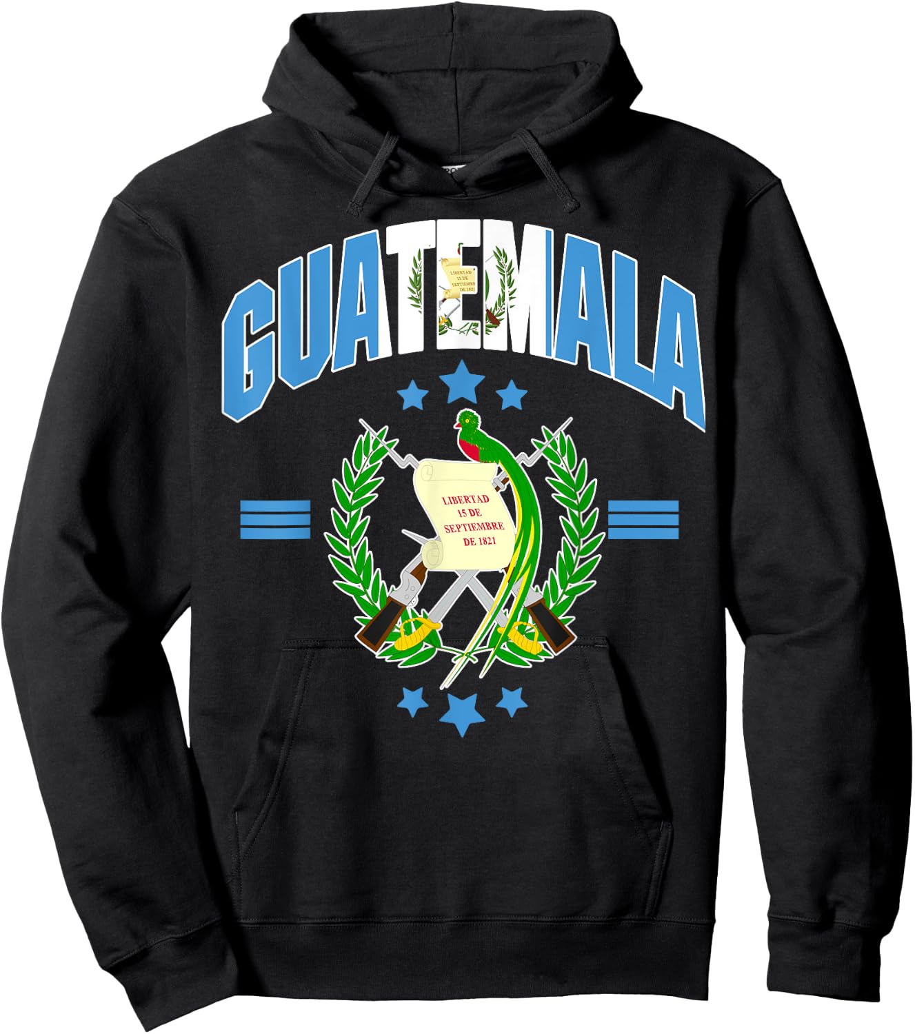 Love Guatemala With Guatemala Flag Quetzal Bird Emblem Hoodie - Hoodie | Black