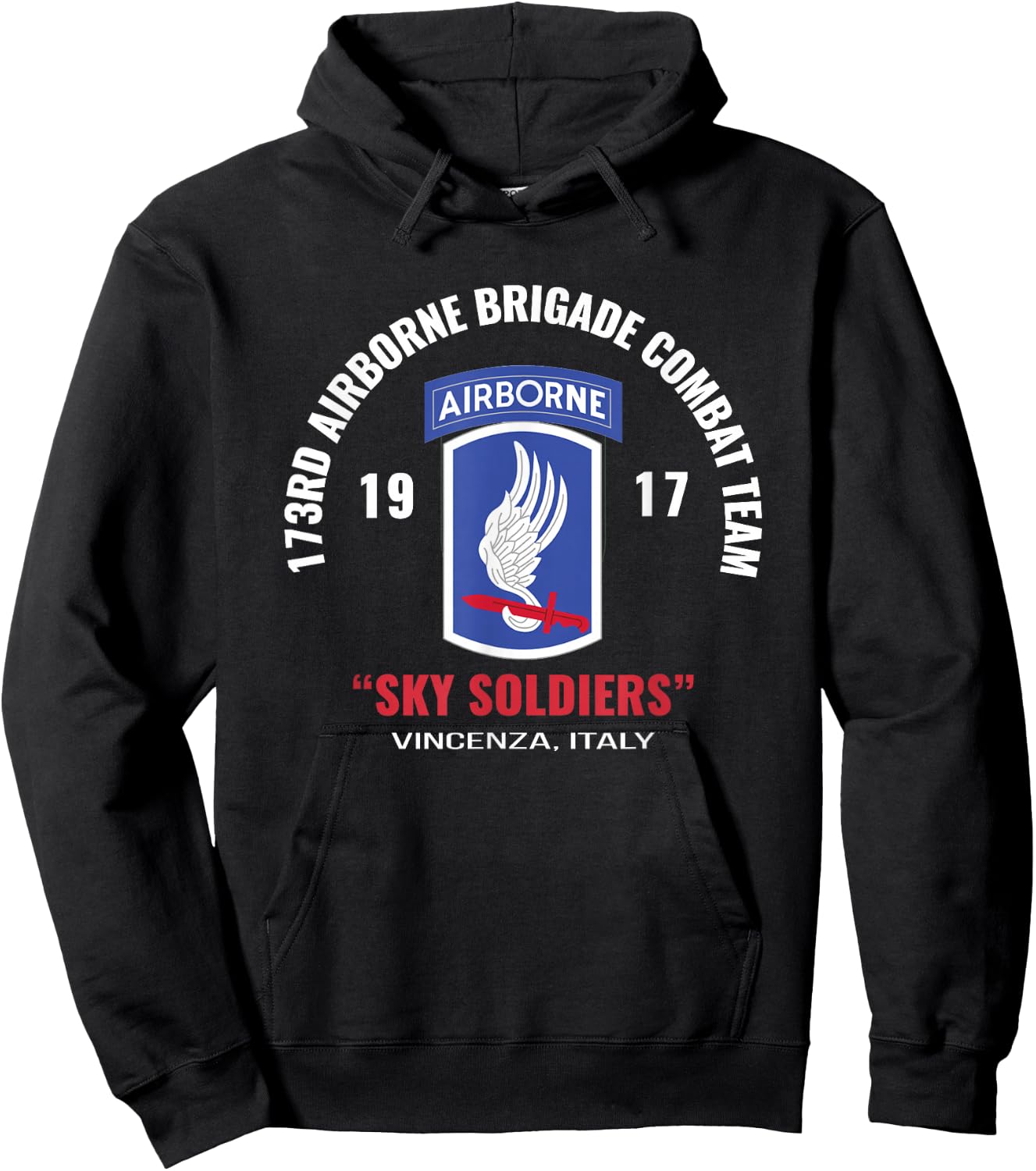 Sky Soldiers 173rd Airborne Combat Team T Shirt Hoodie - Hoodie | Black