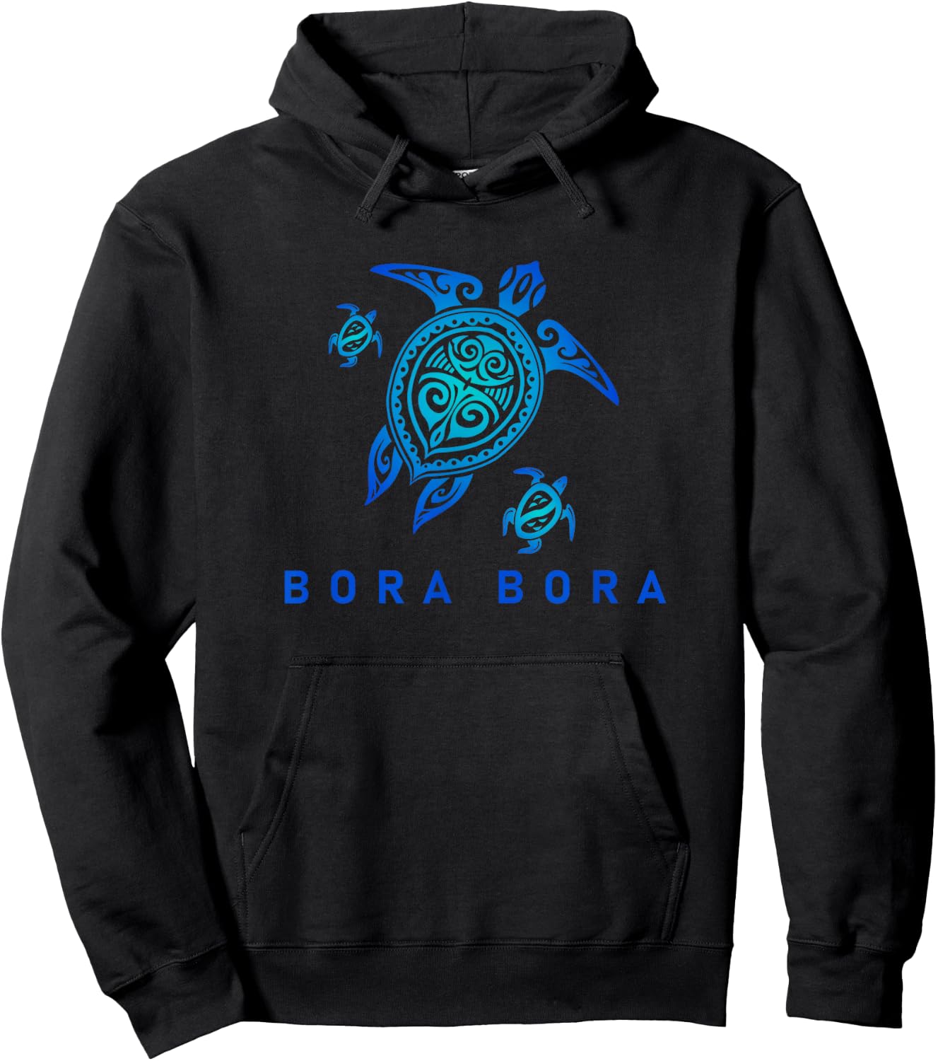 Bora Bora Sea Blue Tribal Turtle Hoodie - Hoodie | Black