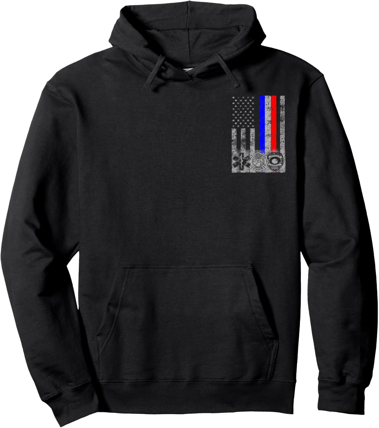 Fireman Police EMT/First Responder Flag Hoodie - Hoodie | Black