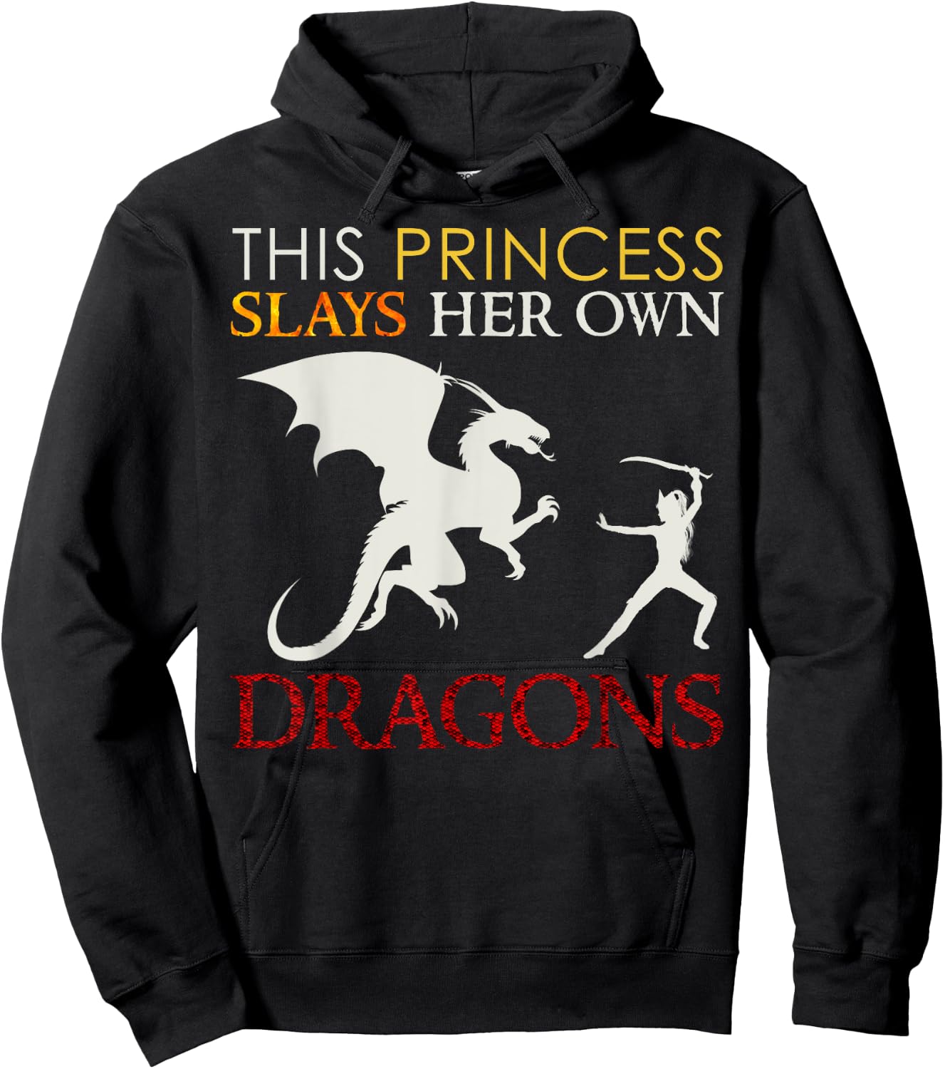 Dragon Shirt for Girls - This Princess Slays Her Own Dragons Hoodie - Hoodie | Black