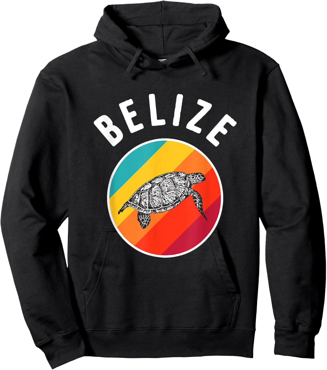 Belize Vacation Souvenir Colorful Retro Turtle Image Hoodie - Hoodie | Black