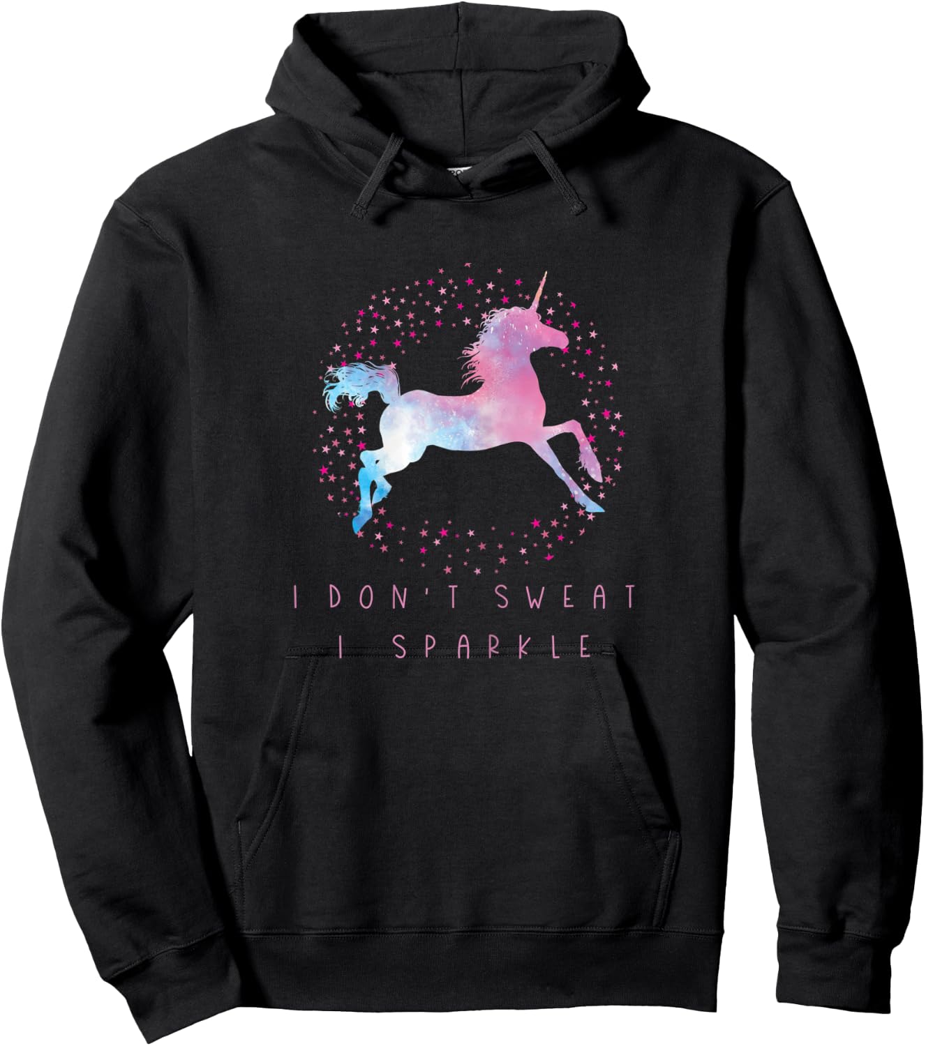 I Don't Sweat I Sparkle Unicorn Workout & Fitness Hoodie - Hoodie | Black