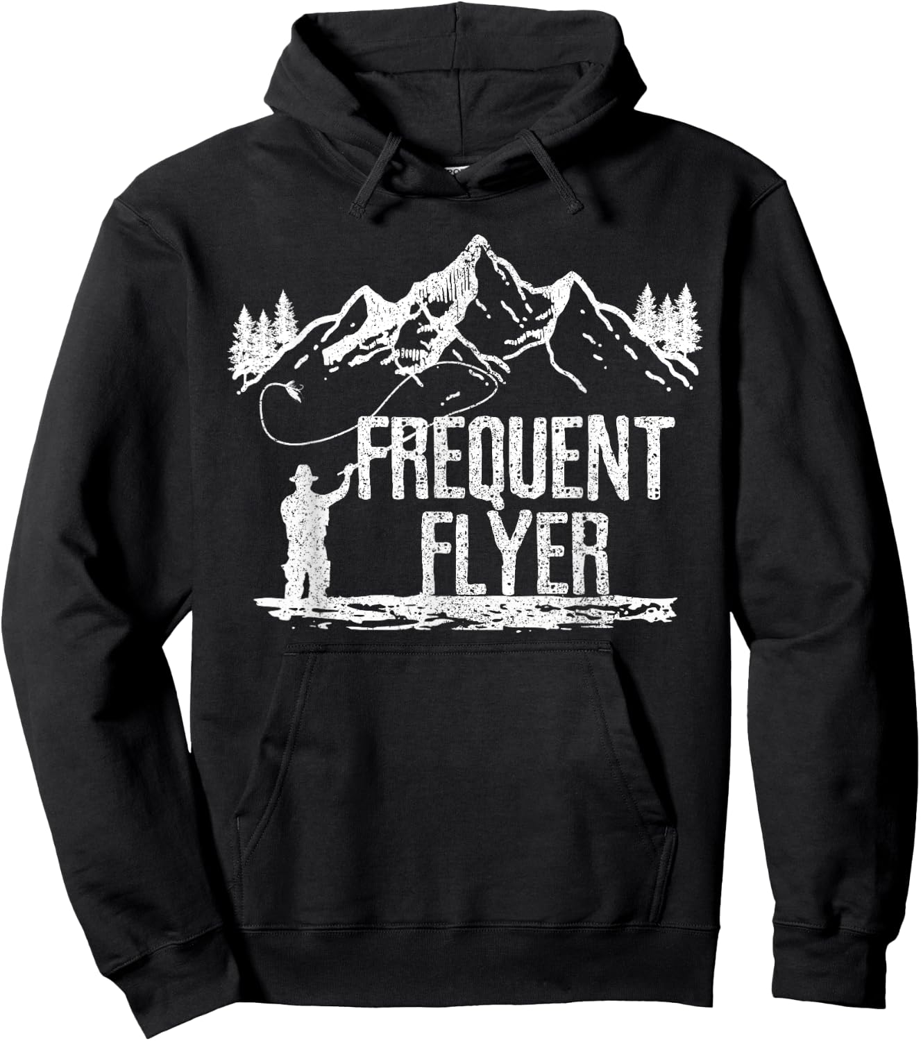 Fly Fishing - Frequent Flyer Funny Trout Fisherman Gift Hoodie - Hoodie | Black