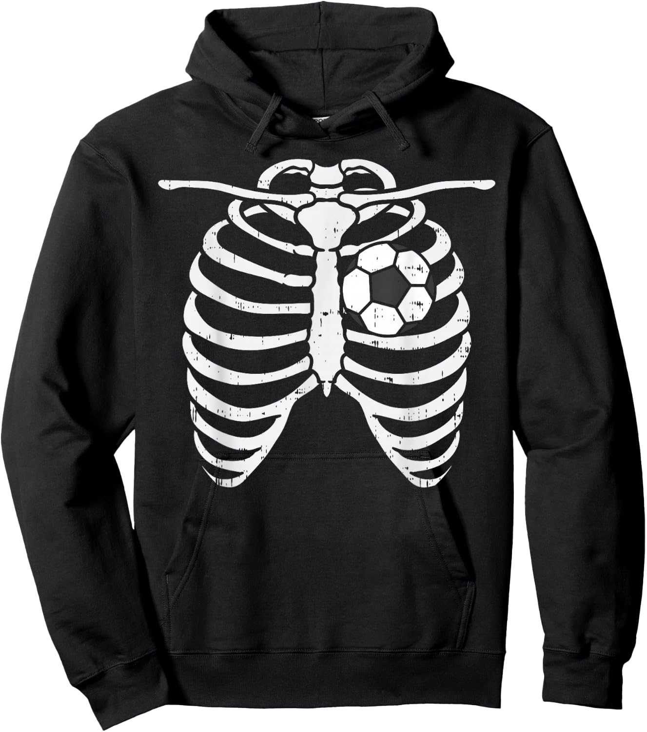 Soccer Heart Skeleton Ribs X-Ray Sport Halloween Costume Hoodie - Hoodie | Black