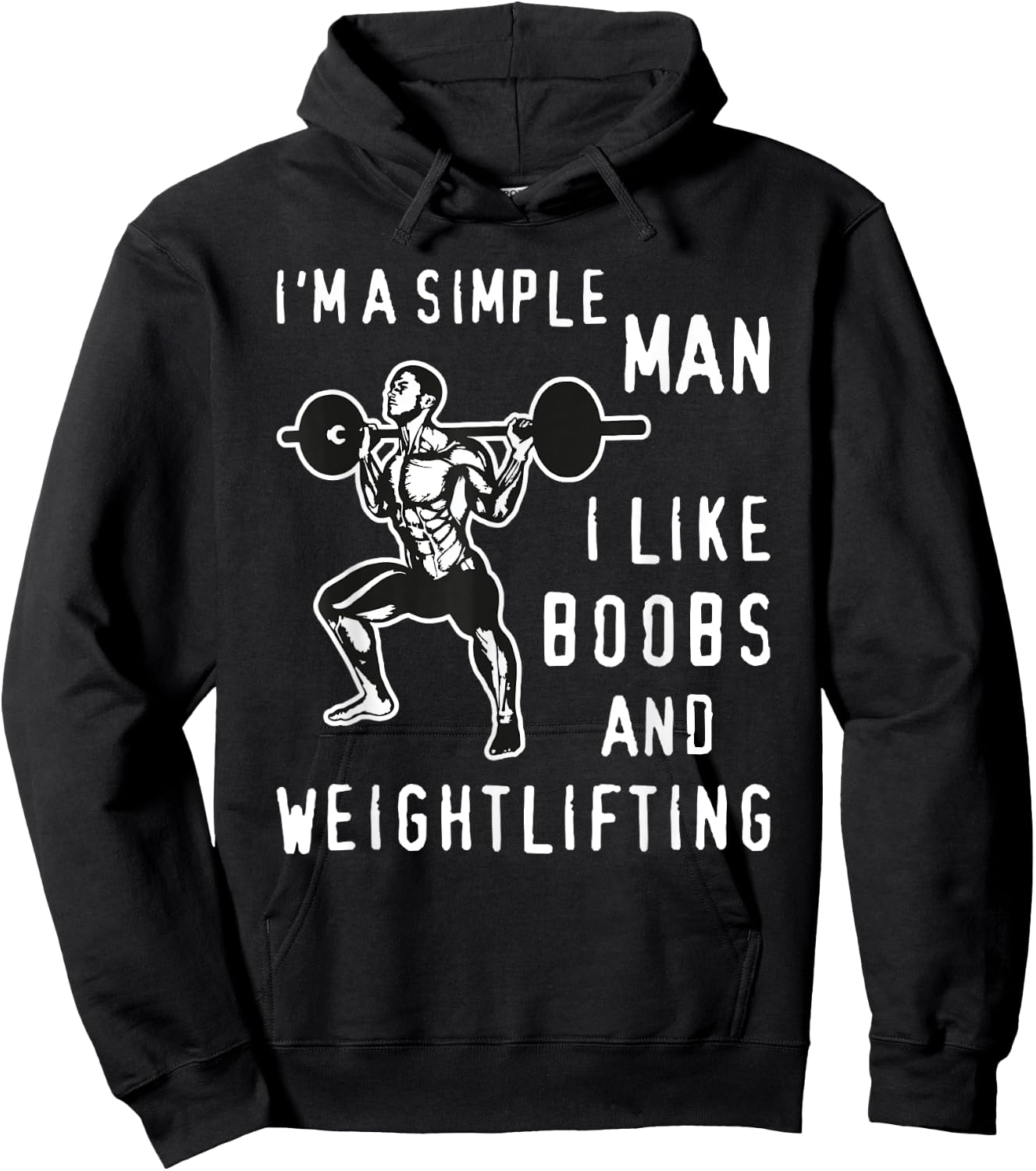 I'm A Simple Man I Like Boobs and Weightlifting Fun Hoodie - Hoodie | Black