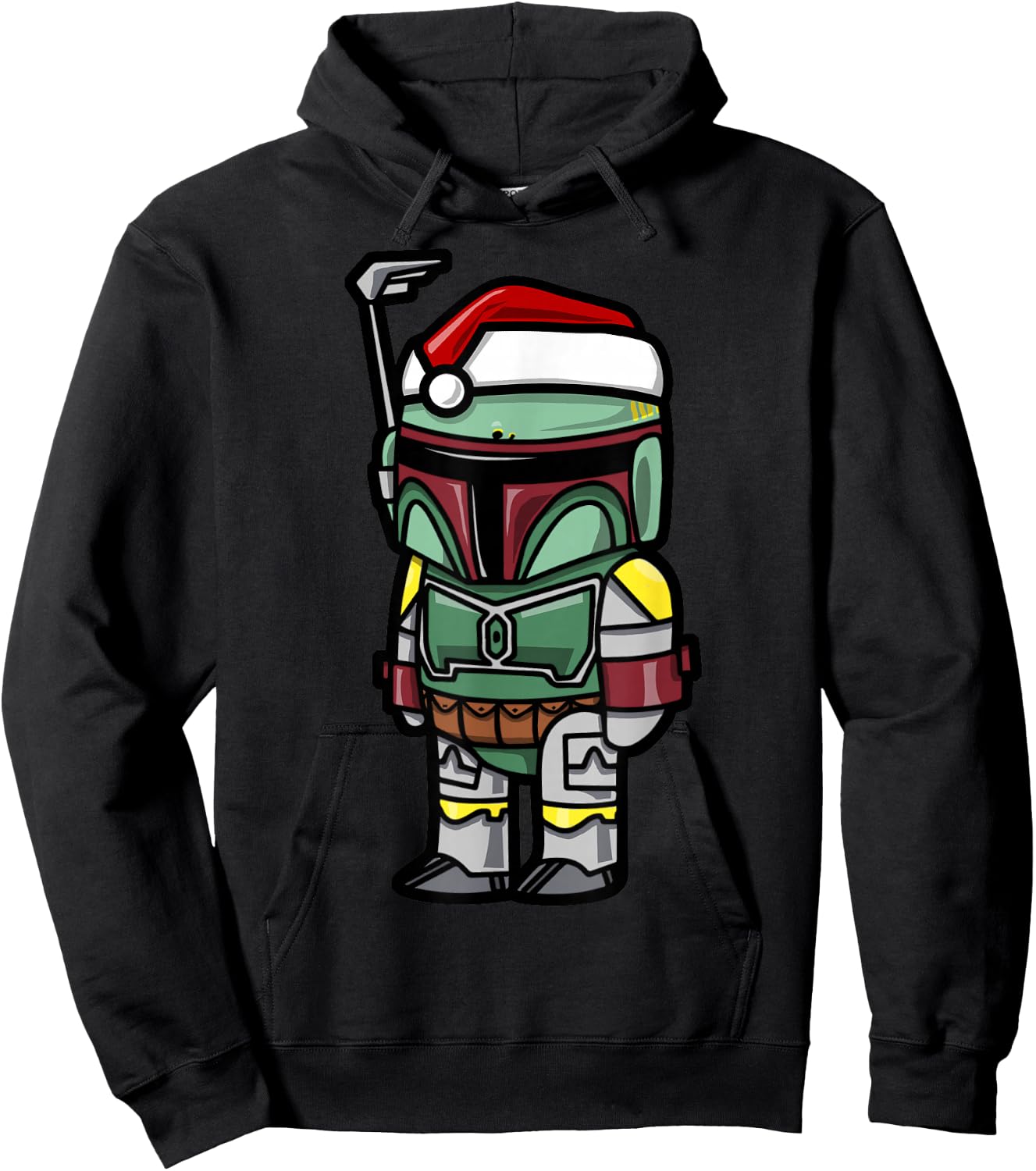 Star Wars Boba Fett Santa Hat Cartoon Christmas Hoodie - Hoodie | Black