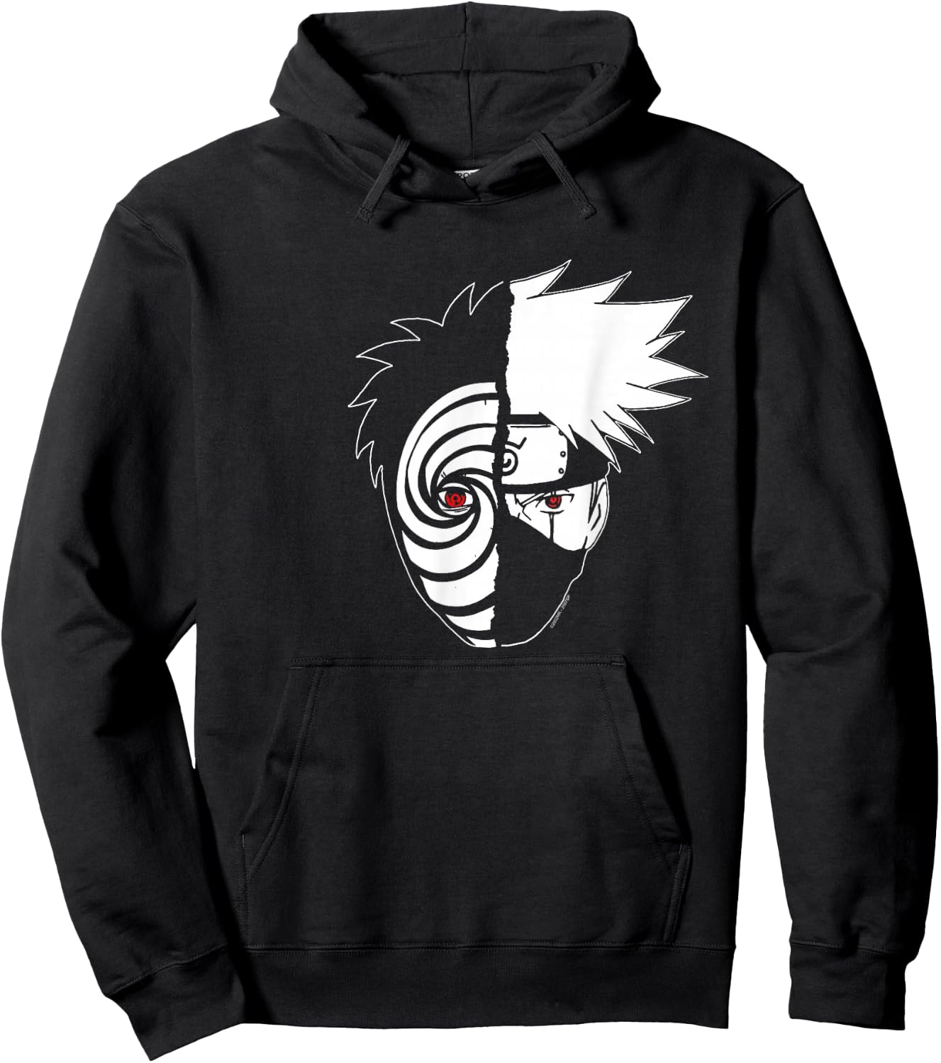 Naruto Shippuden Kakashi Tobi Split Face Anime Hoodie - Hoodie | Black