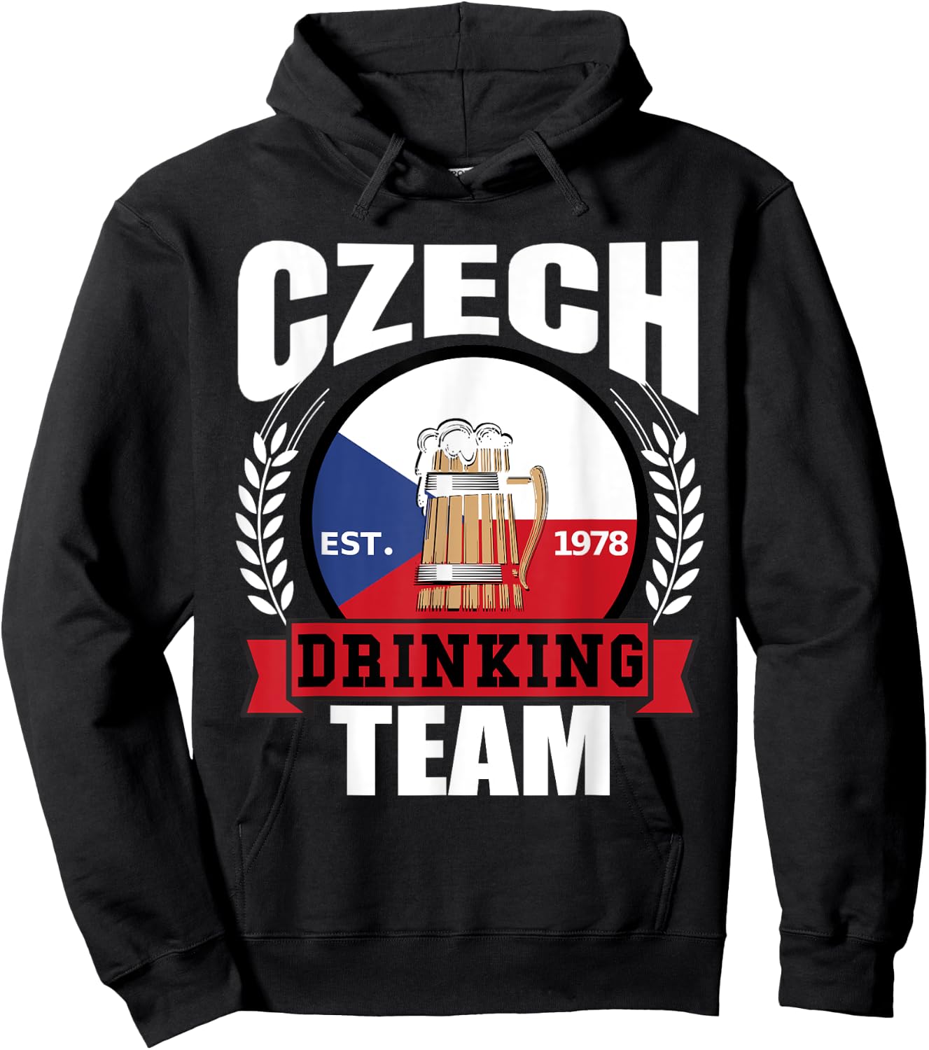 Czech Drinking Team Funny Republic Flag Beer Party Gift Hoodie - Hoodie | Black