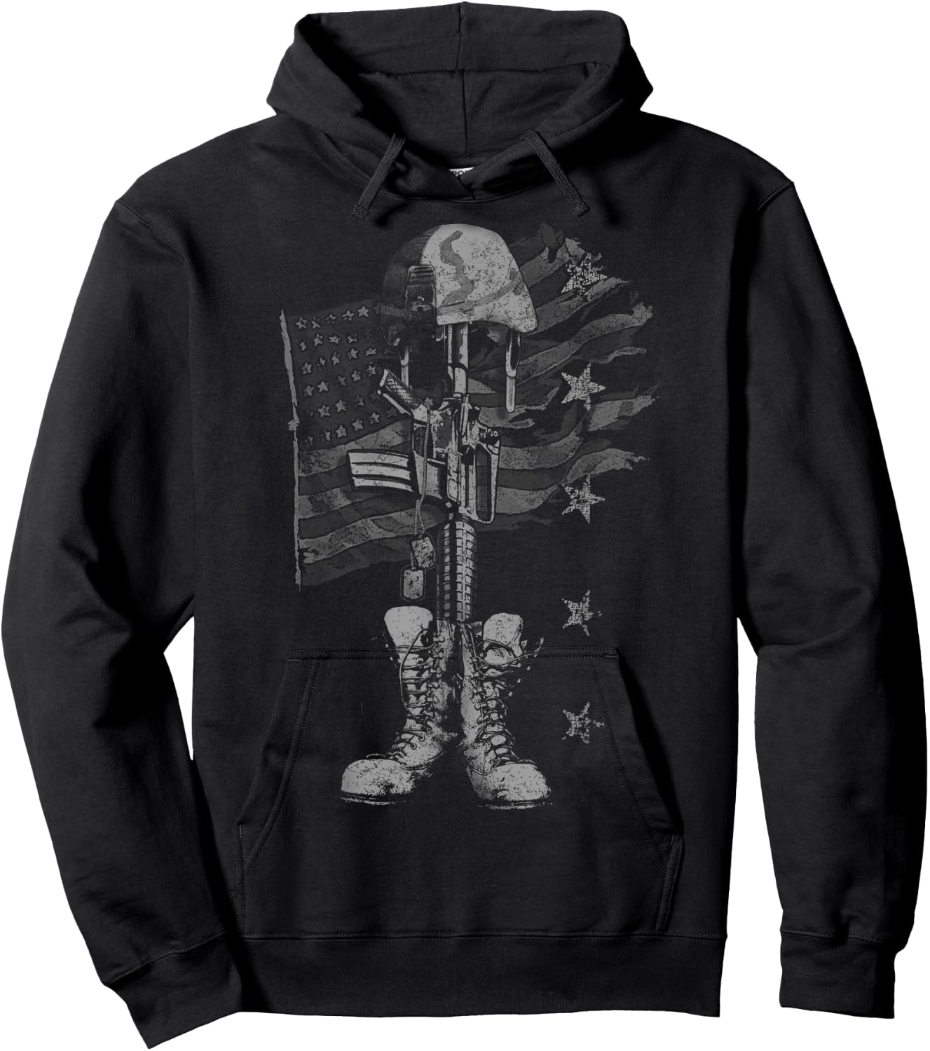 American Flag Battlefield Cross Hoodie - Hoodie | Black