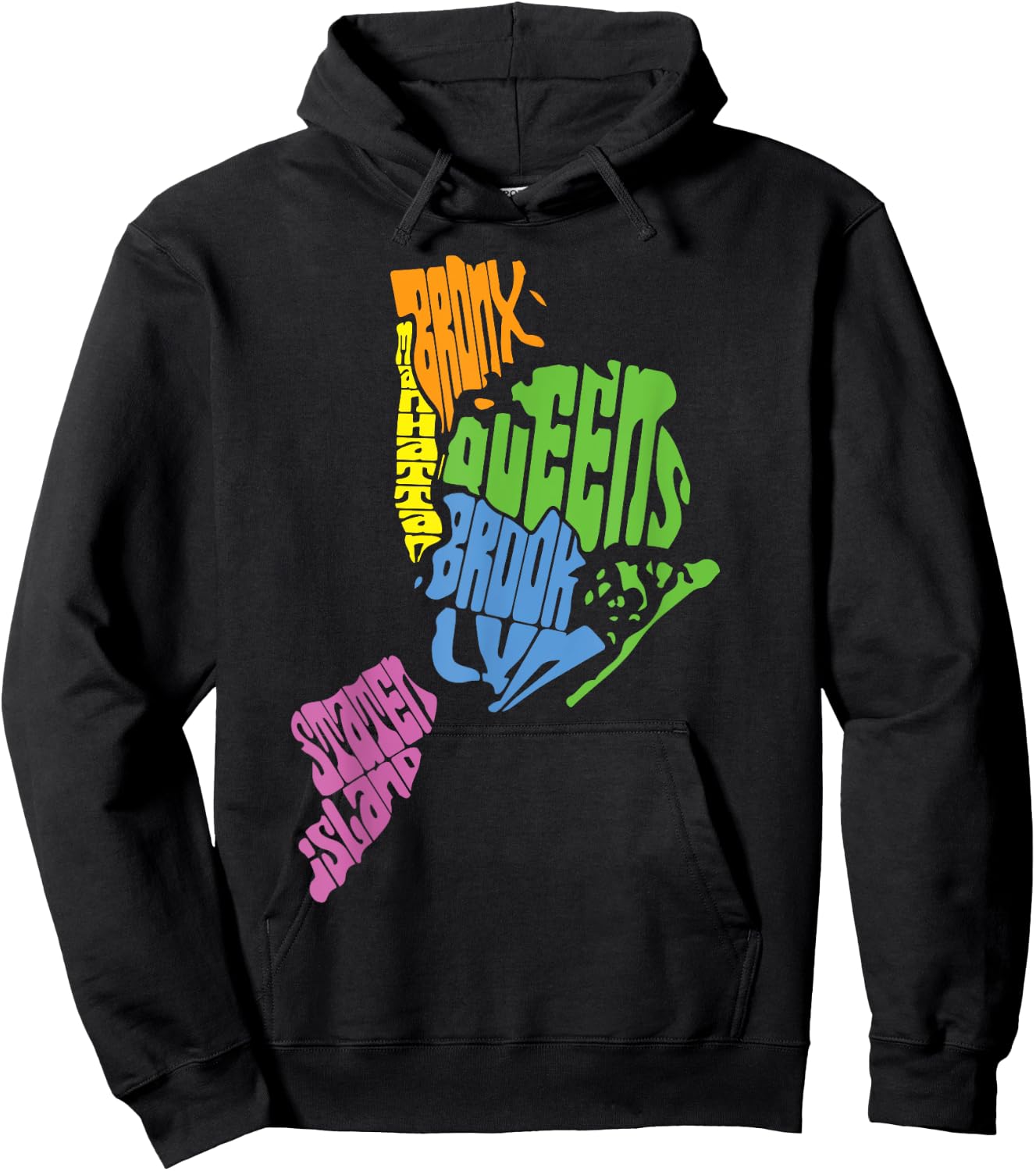 New York City Five Boroughs Map Retro Hoodie - Hoodie | Black