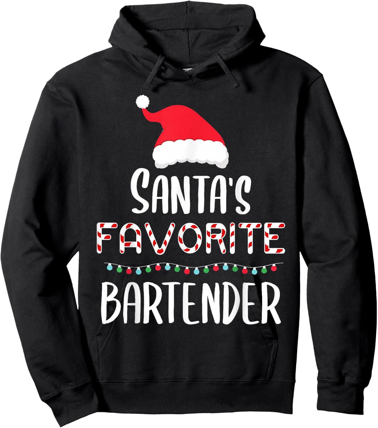 Santas Favorite Bartender Pajamas - Xmas Bartender Costume Hoodie - Hoodie | Black