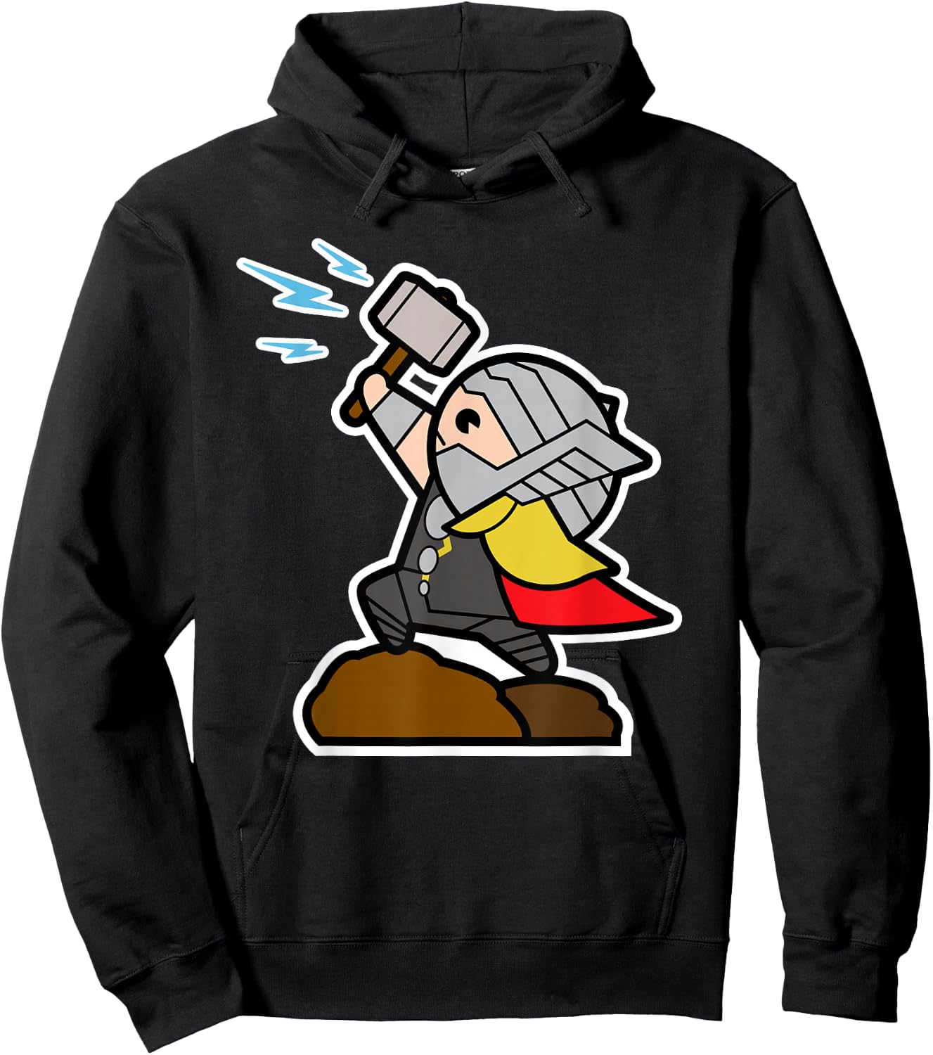 Marvel Thor Mjolnir Hammer Cute Kawaii Graphic Hoodie - Hoodie | Black