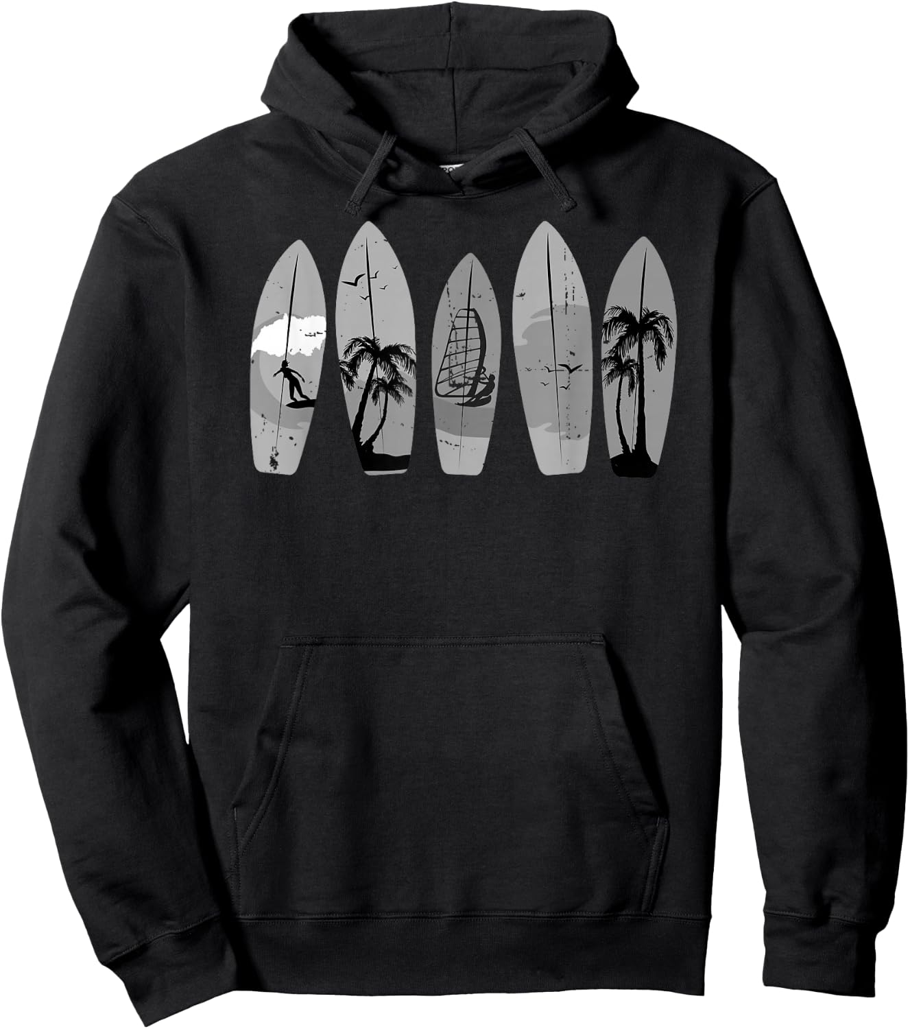 Surfing Surfboard Vintage Classic Retro Surfboarder Surfer Hoodie - Hoodie | Black