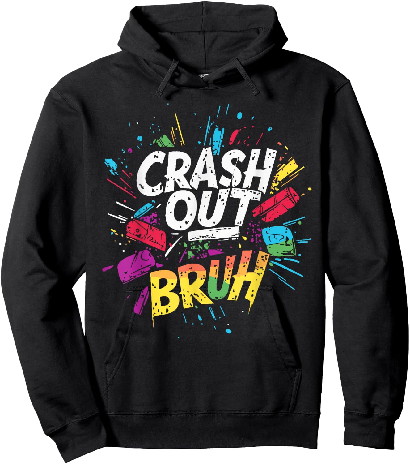 Crash Out Bruh Mad Black Go Off Angry Kids Teen Slang Funny Hoodie - Hoodie | Black