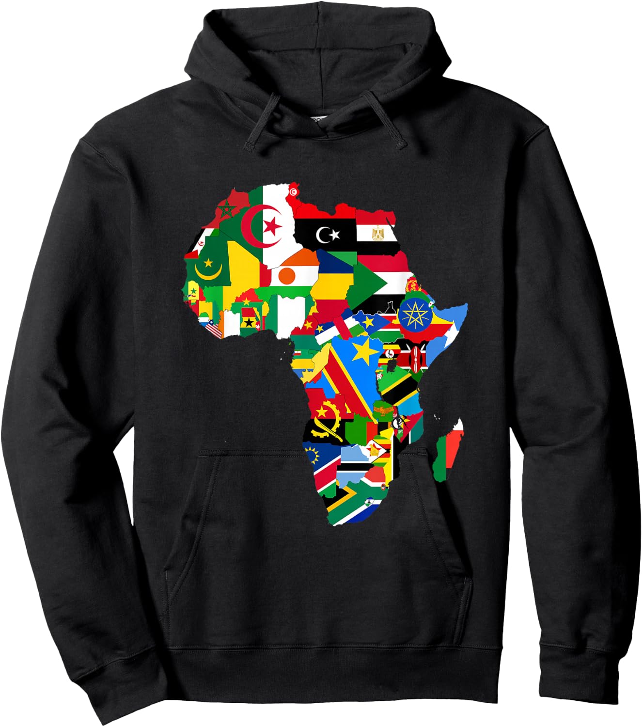 African Pride - Ethnic Map of Africa with Flags Hoodie - Hoodie | Black