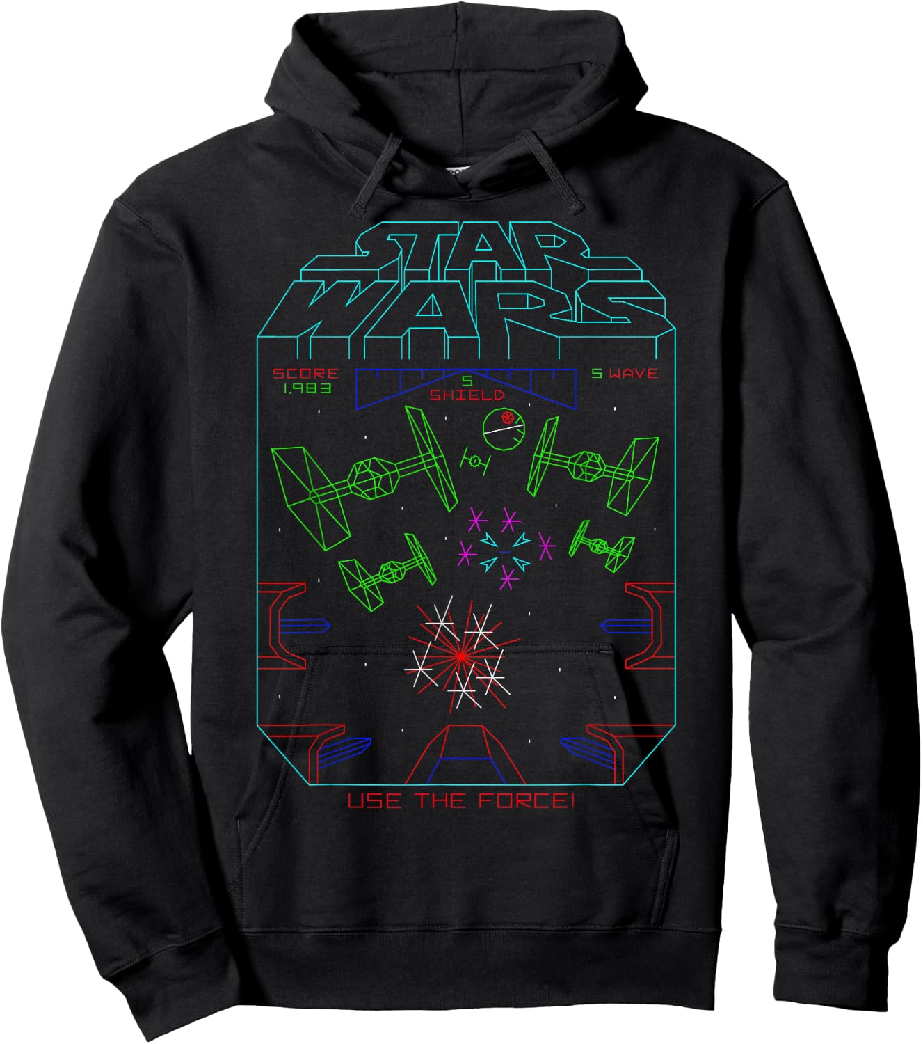 Star Wars Space Fight Vintage Arcade Graphic Hoodie - Hoodie | Black
