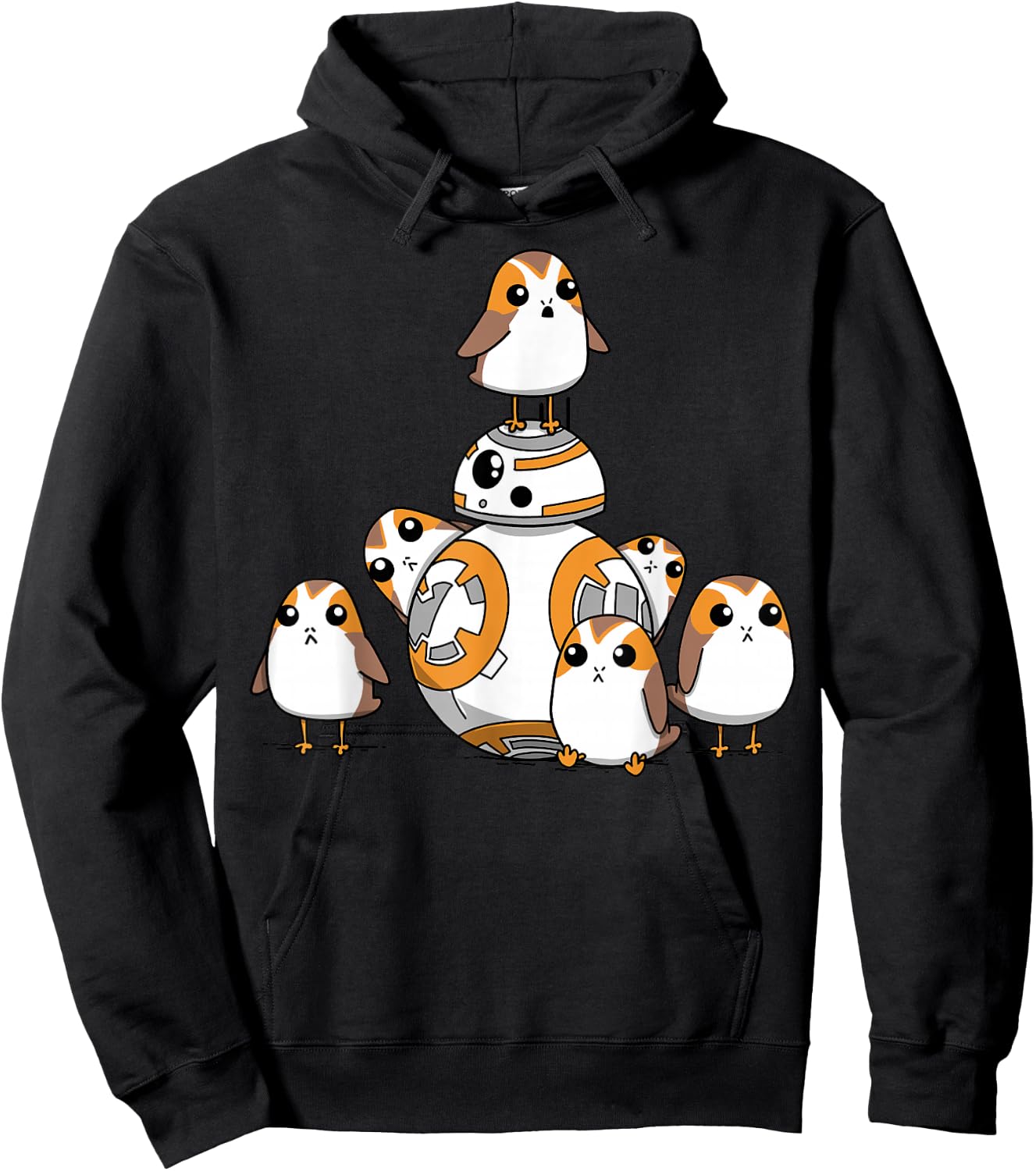 Star Wars Porgs Having Fun With BB-8 Portrait Hoodie - Hoodie | Black