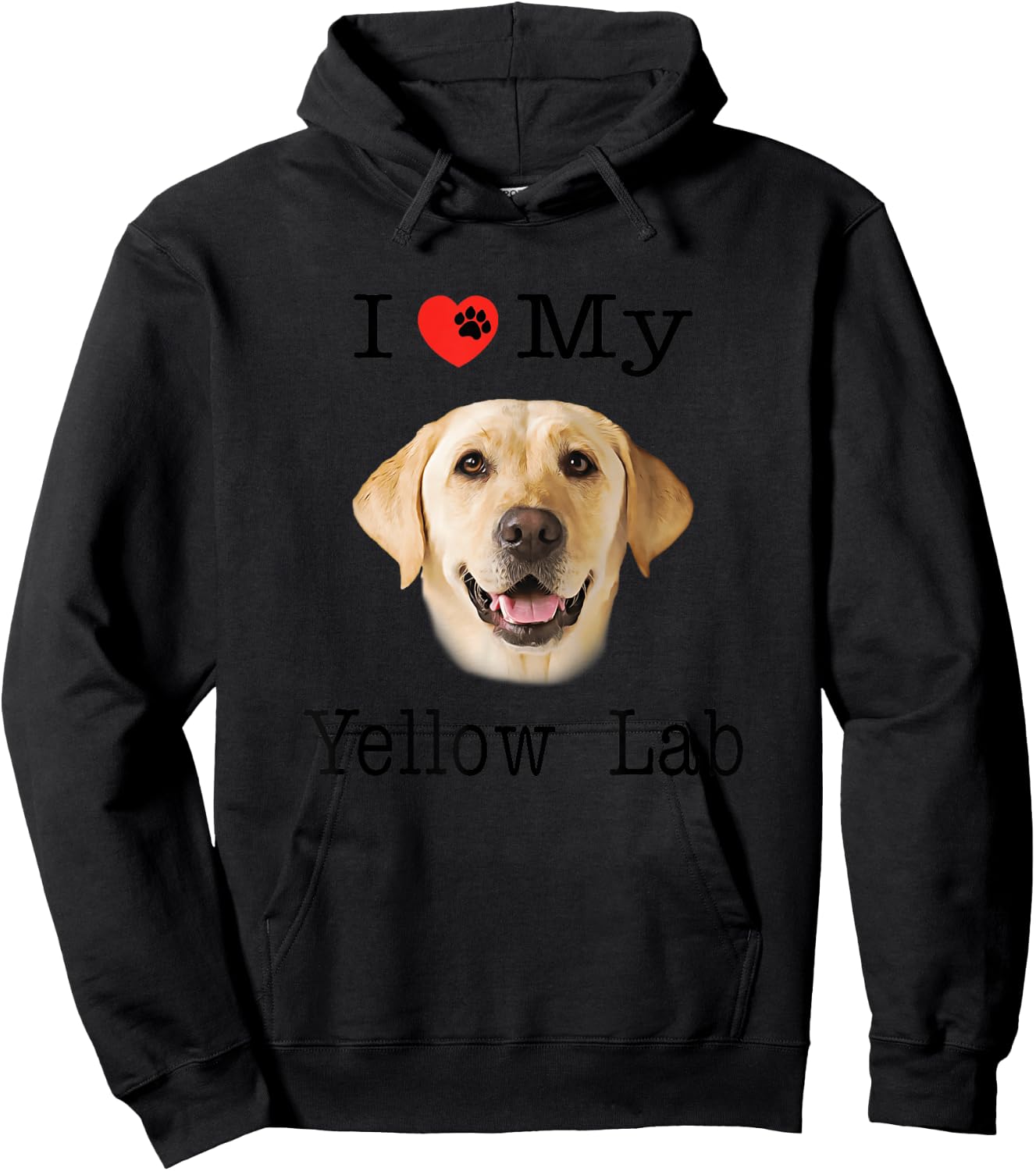 I Heart Love My Yellow Lab Portrait of Labrador Face Hoodie - Hoodie | Black