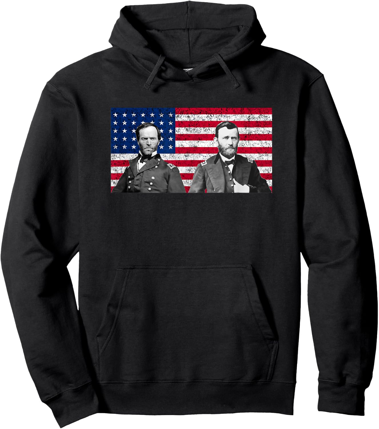 Sherman And Grant With The American Flag Hoodie - Hoodie | Black