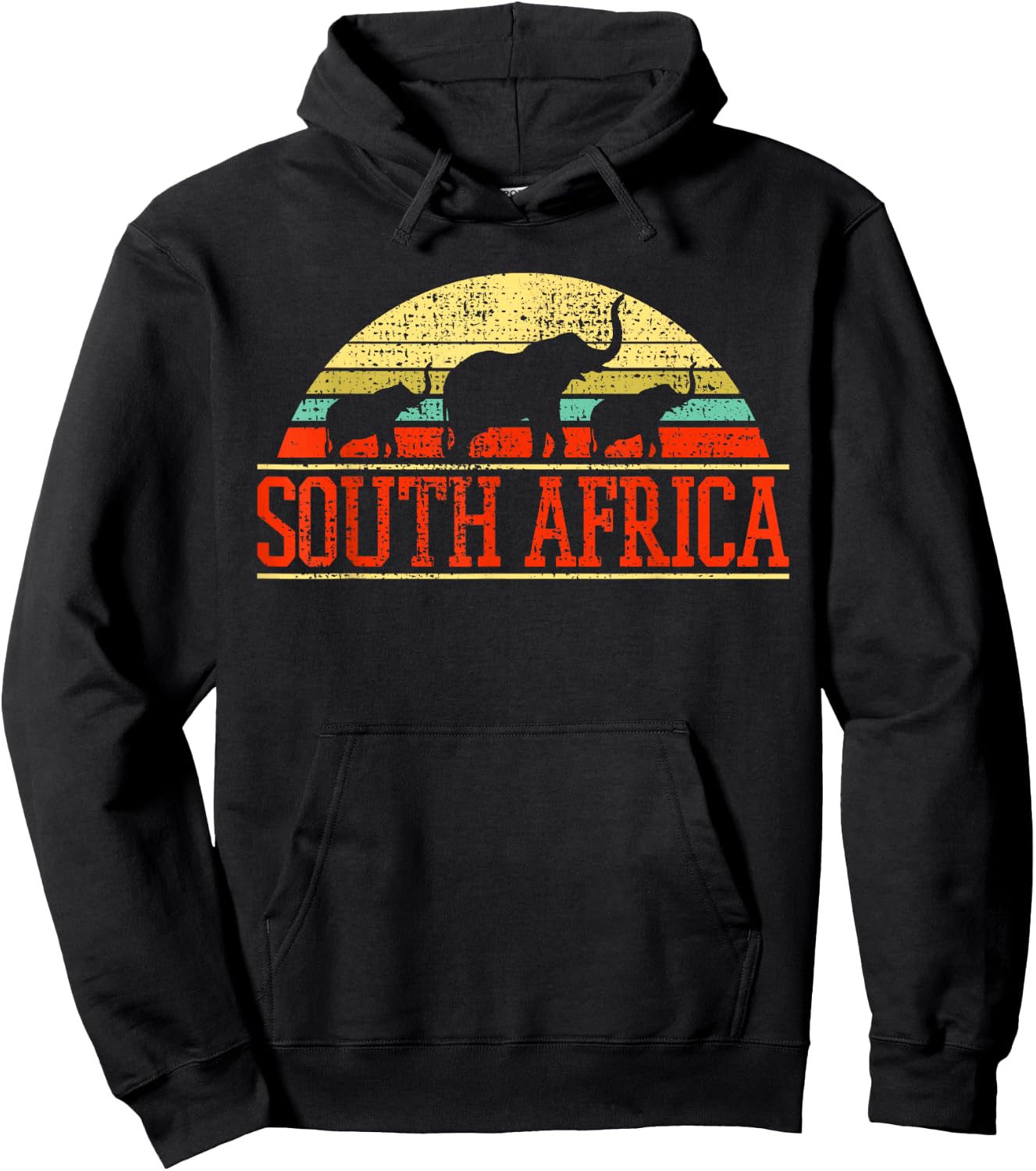 South Africa Elephant Gift Retro Vintage Hoodie - Hoodie | Black
