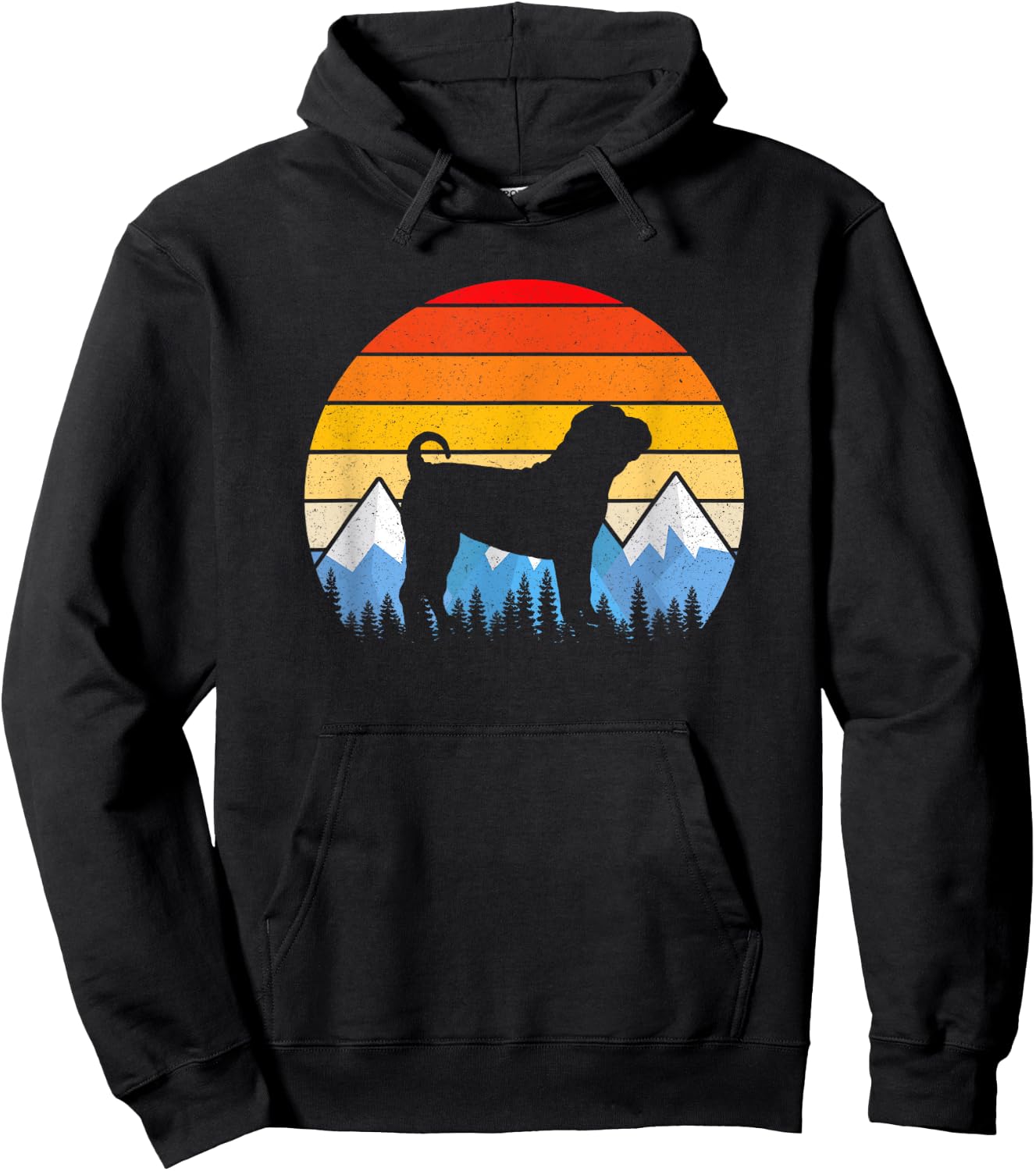 Vintage Retro Chinese Shar-Pei T Shirt Chinese Shar-Pei Gift Hoodie - Hoodie | Black