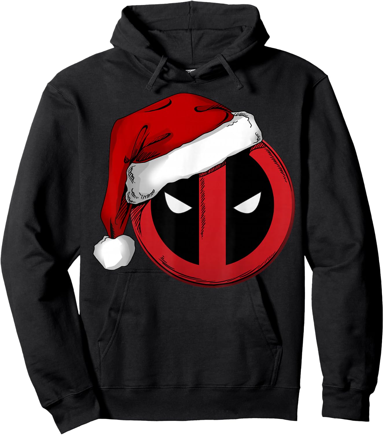Marvel Deadpool Icon Santa Hat Christmas Graphic Hoodie - Hoodie | Black