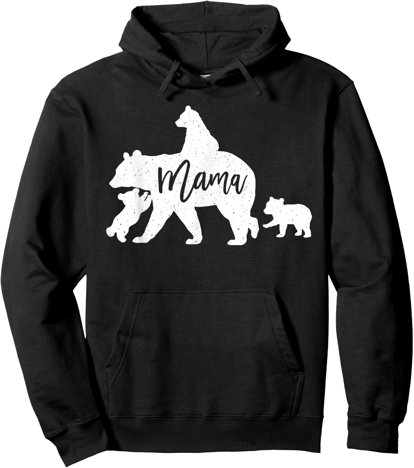 Mama Bear 3 Baby Bear Cubs Following Riding on Back Hoodie - Hoodie | Black