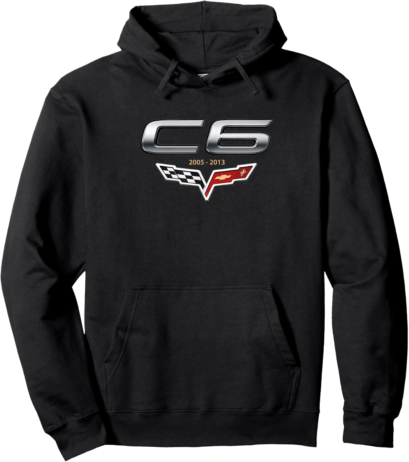 Classic C6 V Flags Emblem 2005-2013 Sports CAR Flags Badge Hoodie - Hoodie | Black