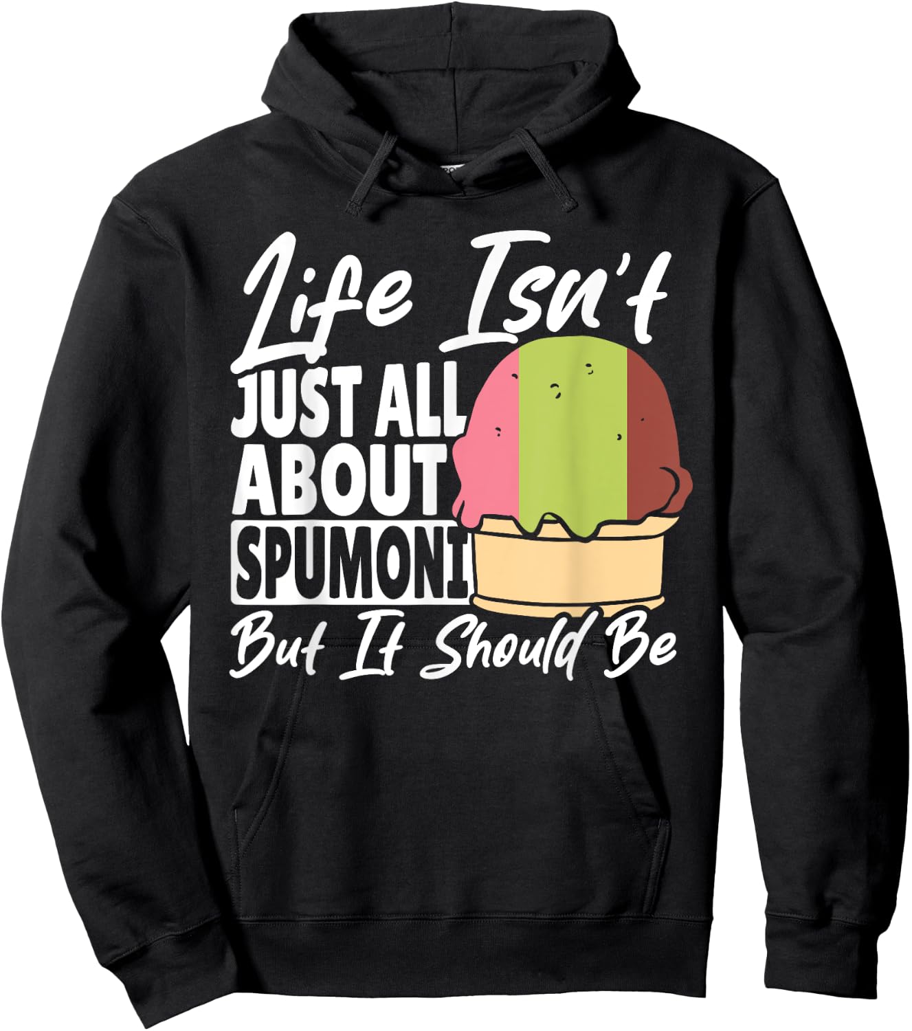 Spumoni Cookie Cherry Pistachio Italian Ice Cream Spumoni Hoodie - Hoodie | Black
