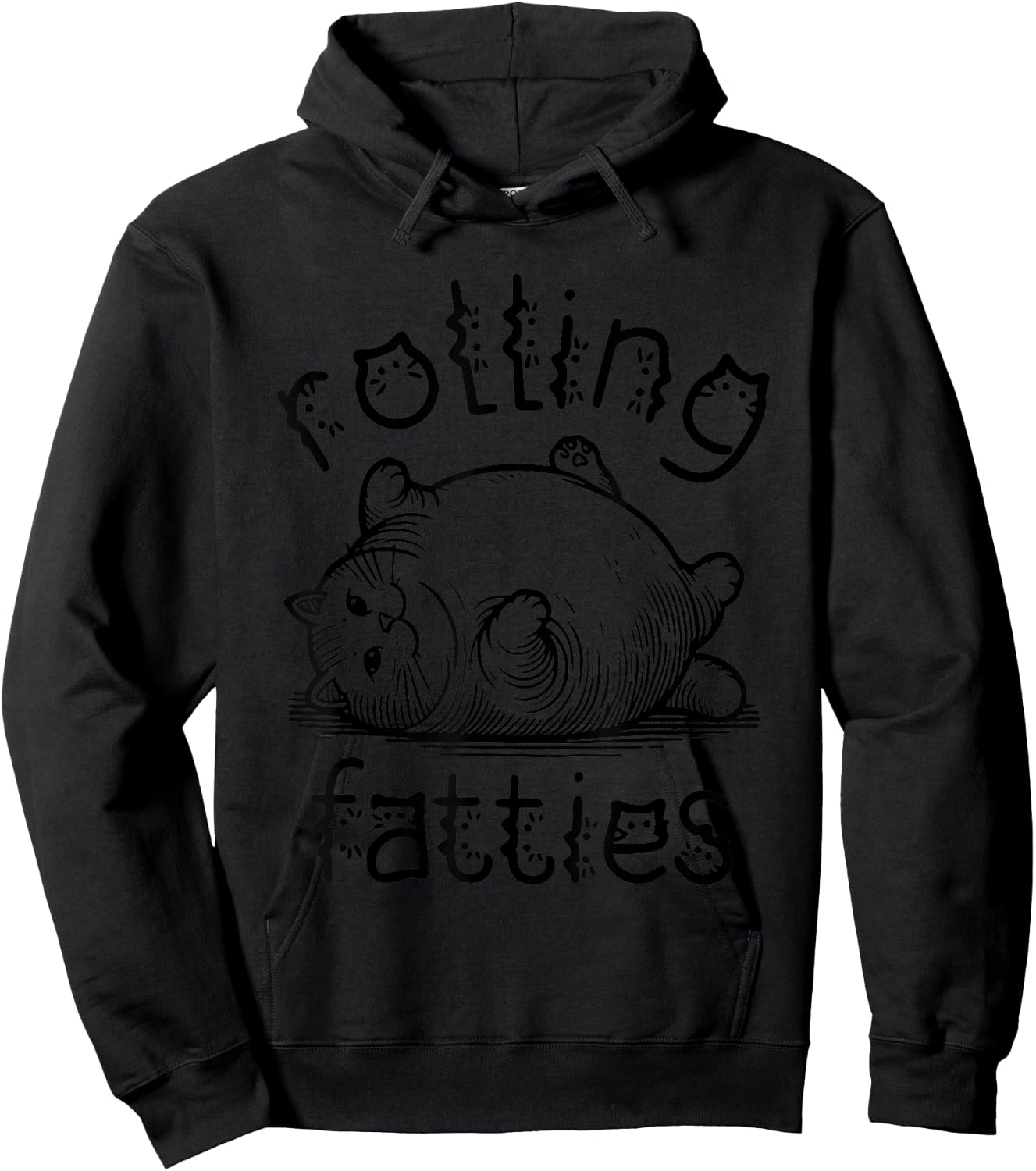 Rolling Fatties Cat Apparel Funny Fat Cat Men Women Kids Hoodie - Hoodie | Black