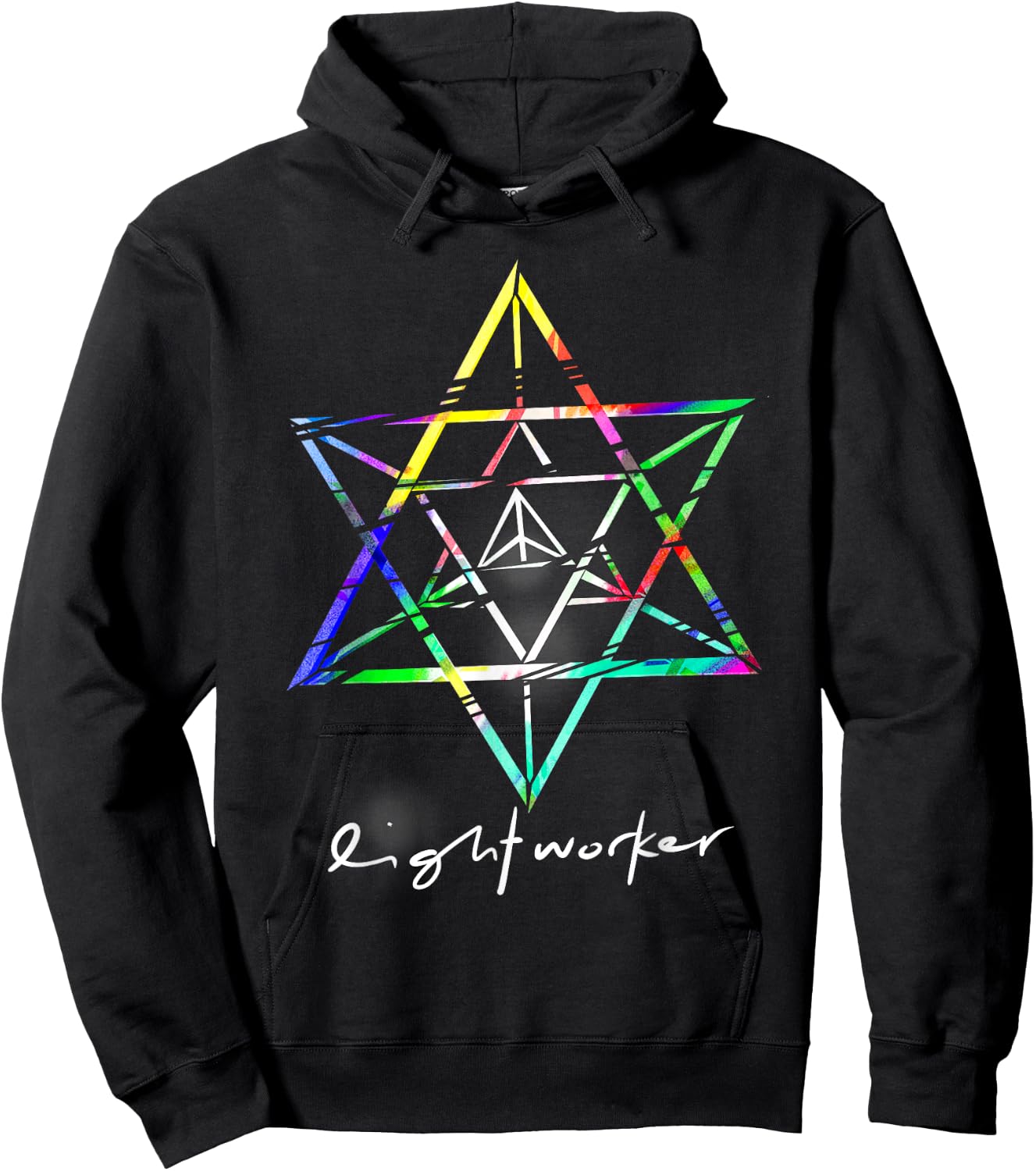 Lightworker Merkaba Sacred Geometry Abstract T Shirt Hoodie - Hoodie | Black