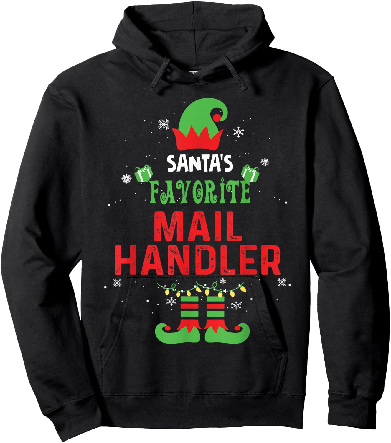 Santa's Favorite Mail Handler Funny Family Xmas Hoodie - Hoodie | Black