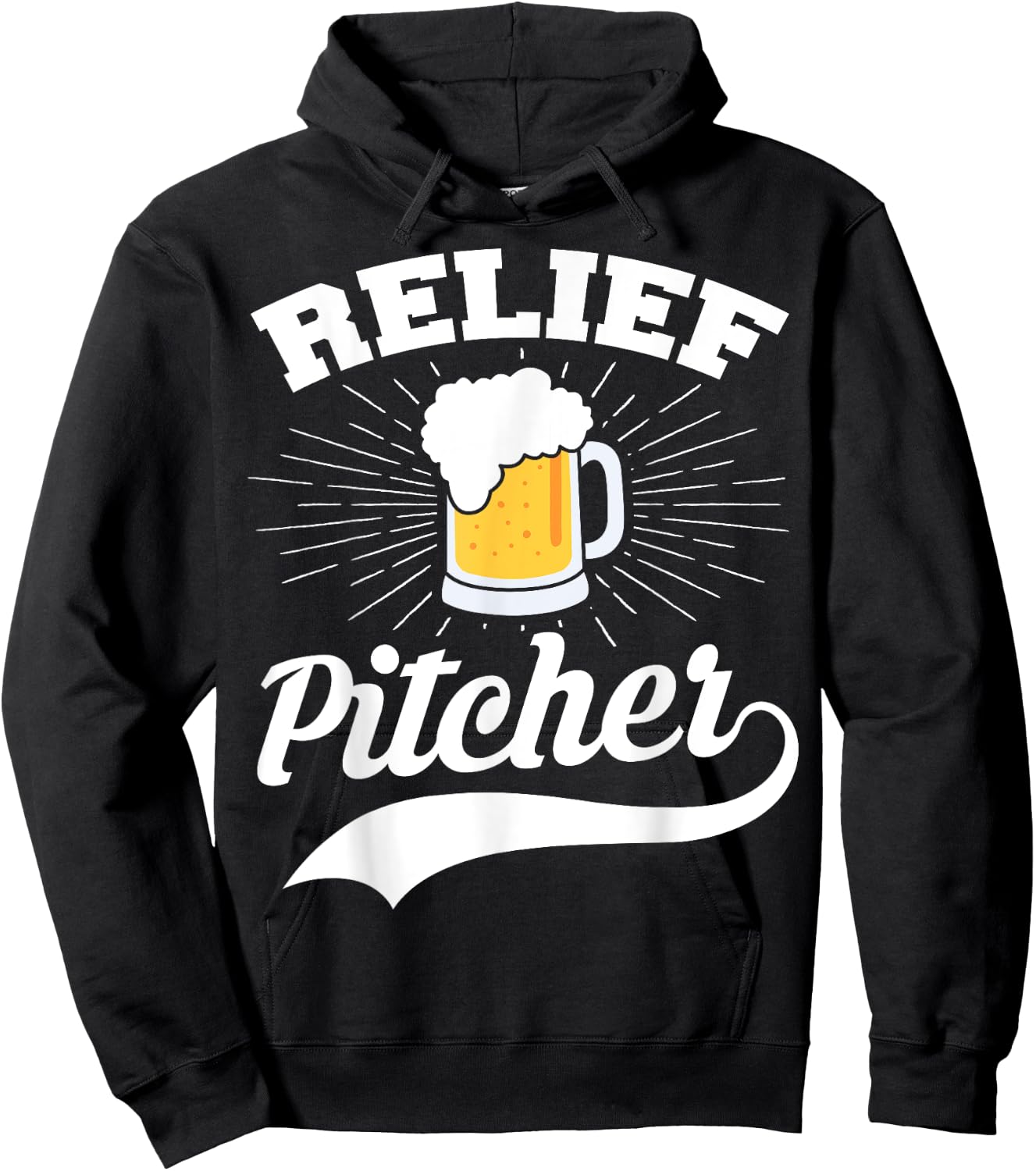 Beer Funny Relief Pitcher Baseball Hoodie - Hoodie | Black