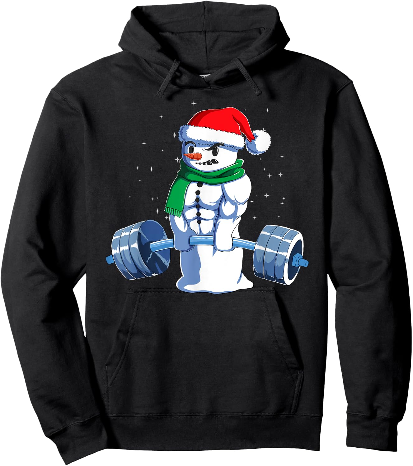 Kreuzheben Geschenk Adults Fitness Enthusiasts Black Cotton Blend , Small, Short Sleeve, , Classic Fit, Christmas, Gym, Snowman Weightlifting Weight Lifting Hoodie - Hoodie | Black