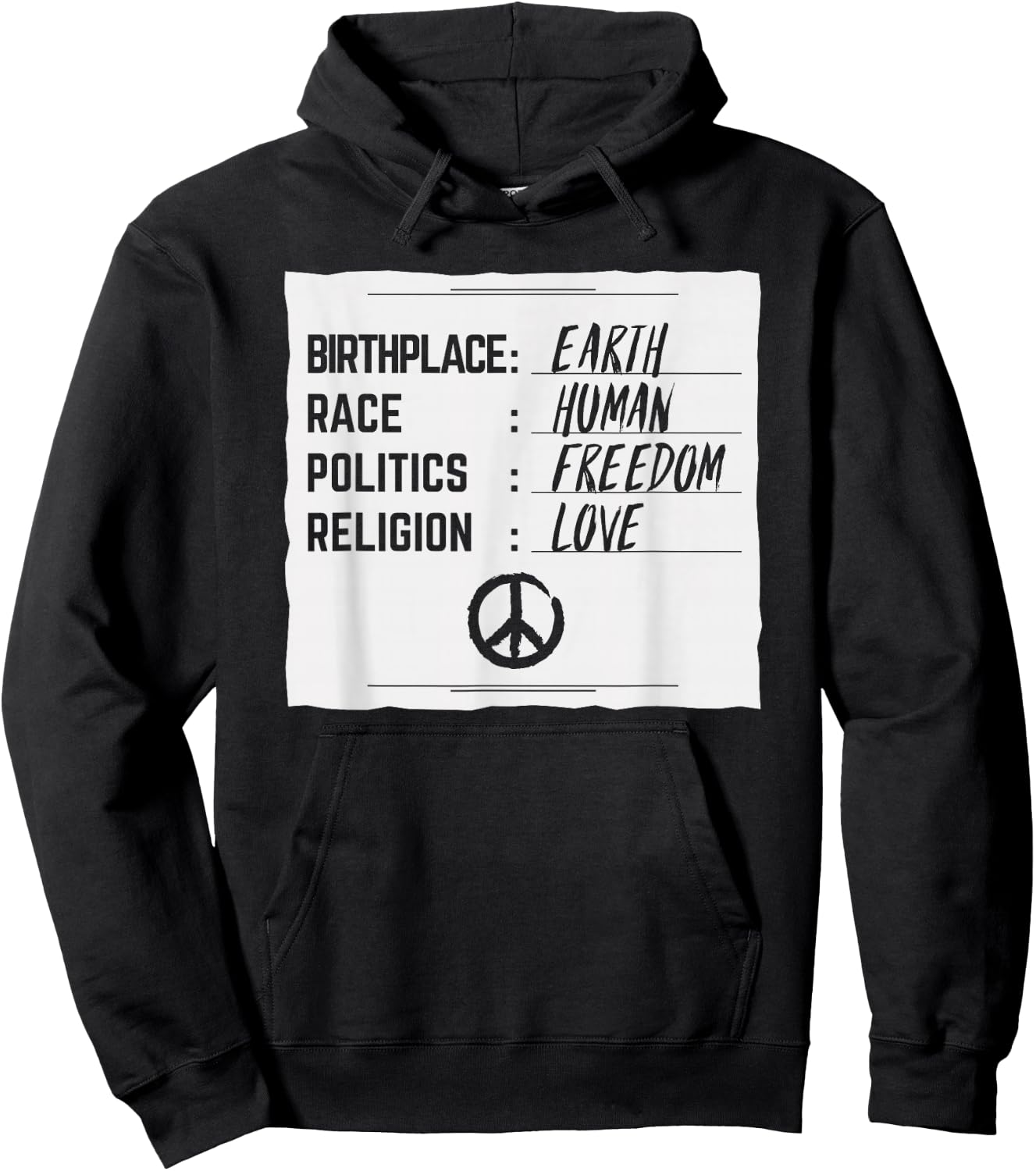 Earth Human Freedom Love Motivational Peace Statement Gift Hoodie - Hoodie | Black
