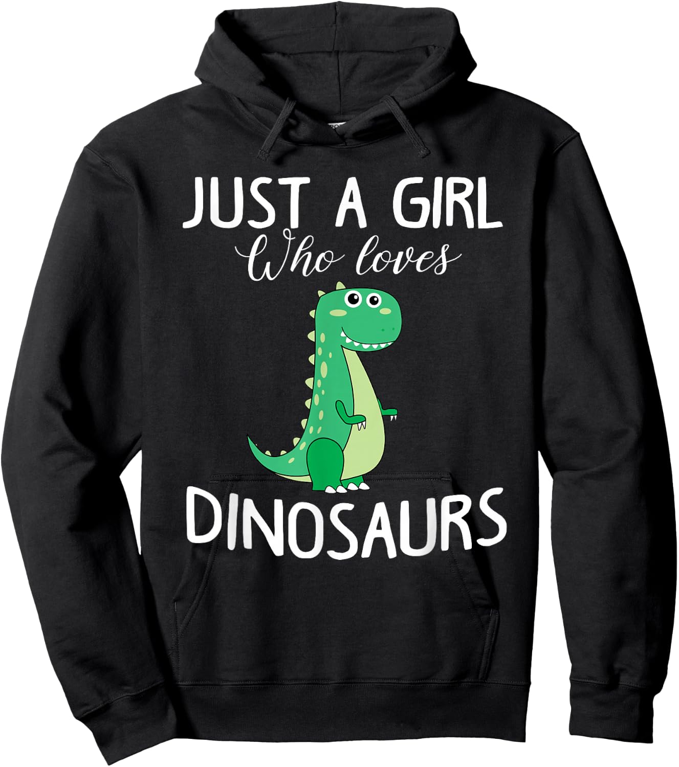 Just a Girl who Loves Dinosaurs Cute T-rex Gift Girls Women Hoodie - Hoodie | Black